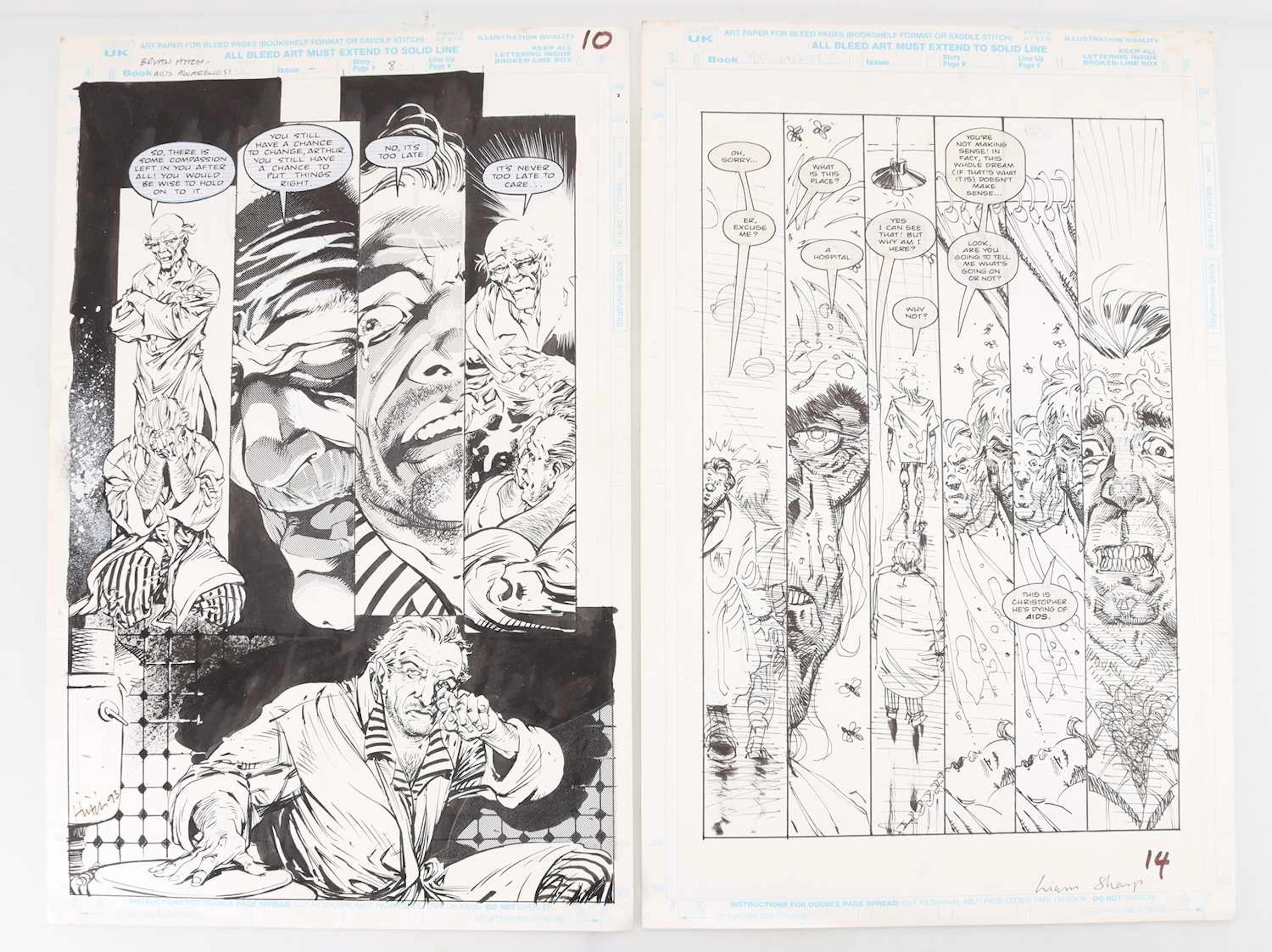 MARVEL UK- ORIGINAL COMIC ARTWORK, TWO PAGES. 1993