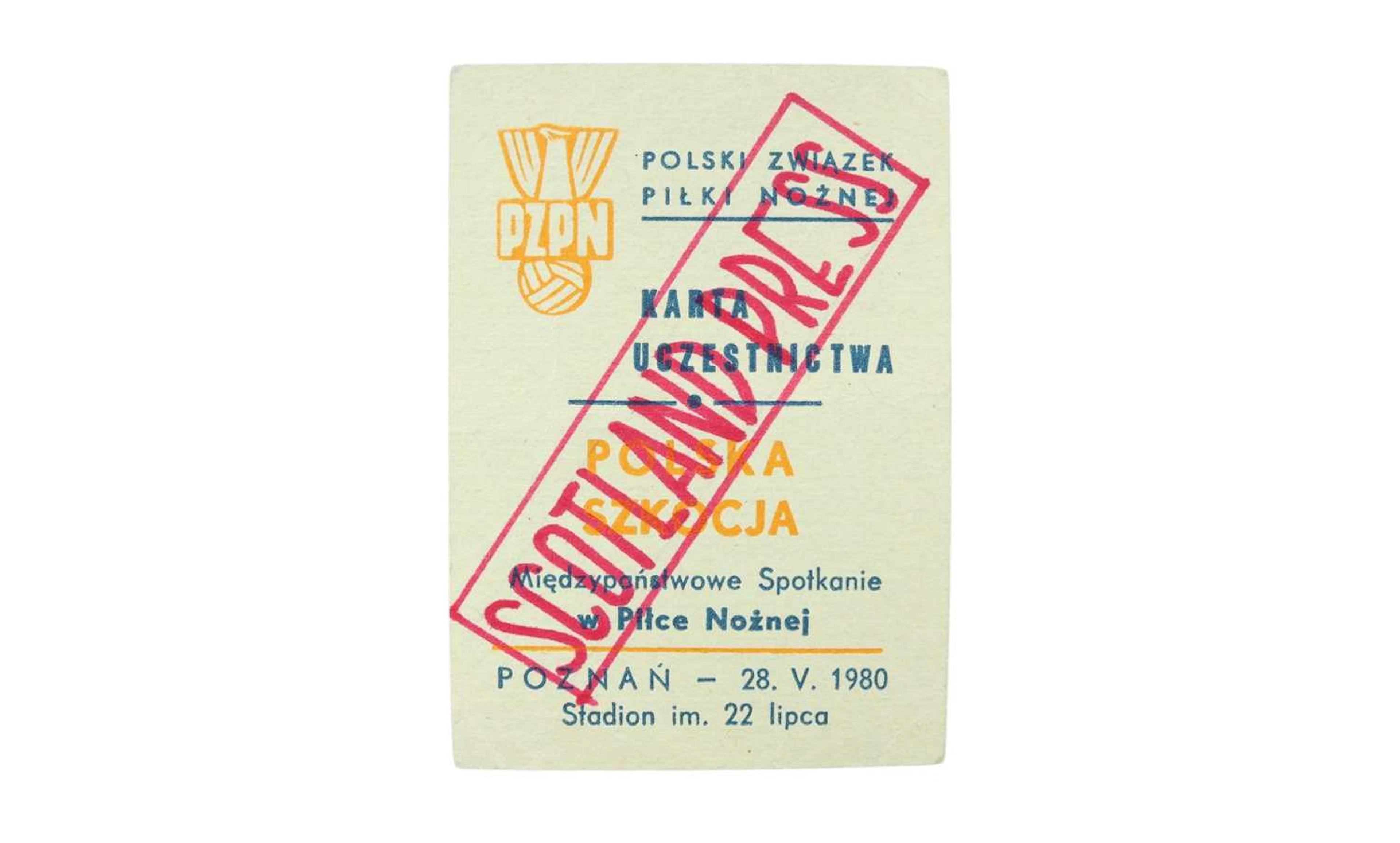 SCOTLAND V POLAND, FOOTBALL PRESS TICKET 1980