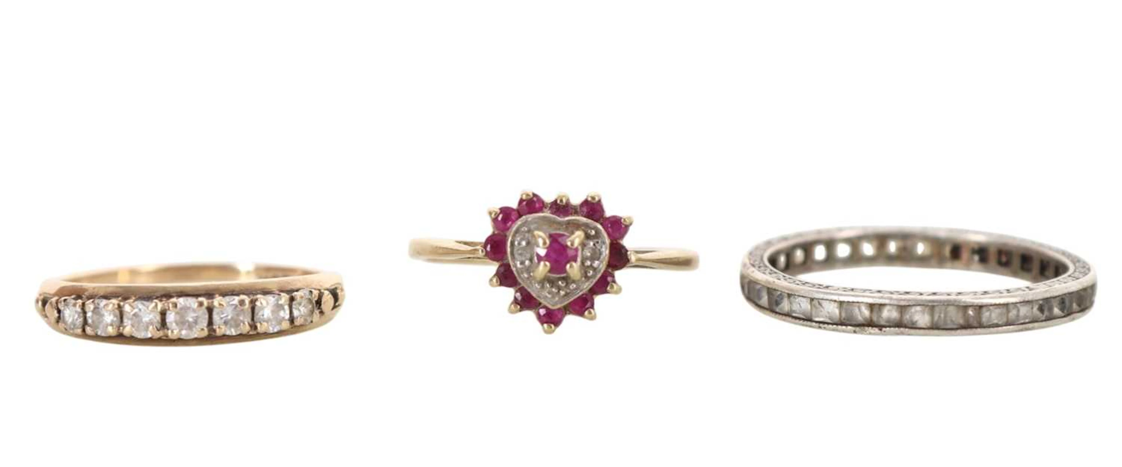 RUBY AND DIAMOND RING AND TWO OTHERS LATE 20TH CENTURY