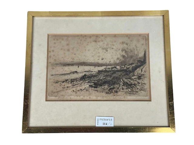 DAVID YOUNG CAMERON (SCOTLAND 1865-1945) TWO ETCHINGS