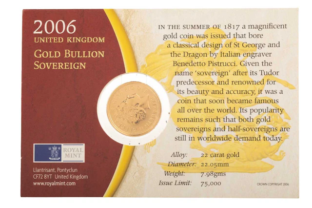 ELIZABETH II GOLD BULLION SOVEREIGN 2006