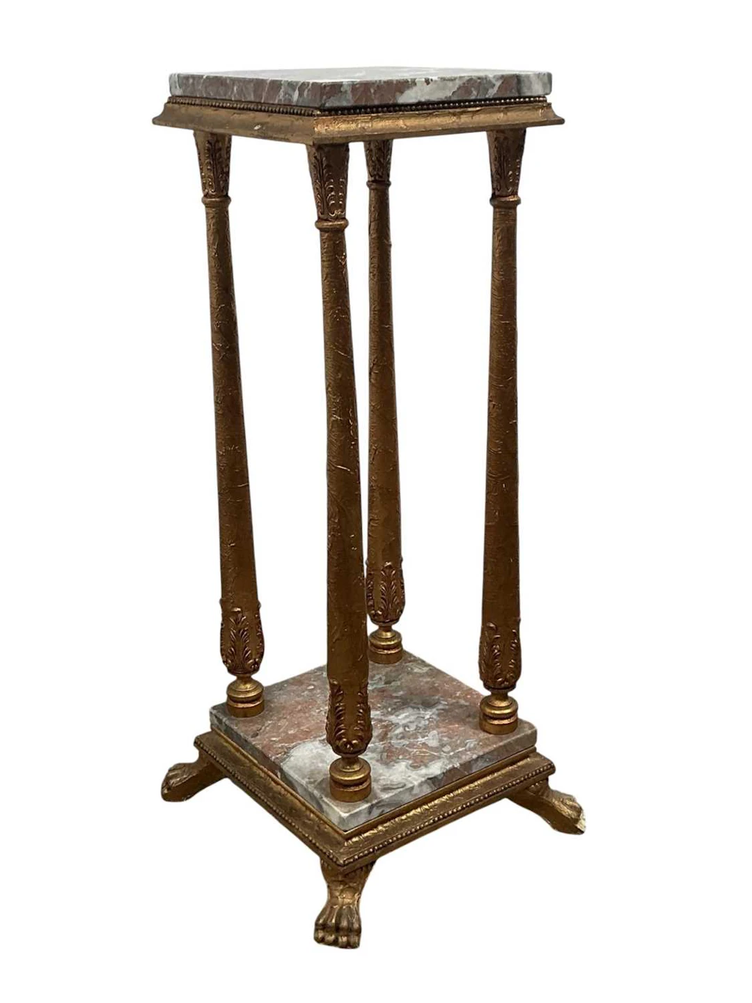 MARBLE AND GILTWOOD TWO TIER PLANT STAND EARLY 20TH CENTURY