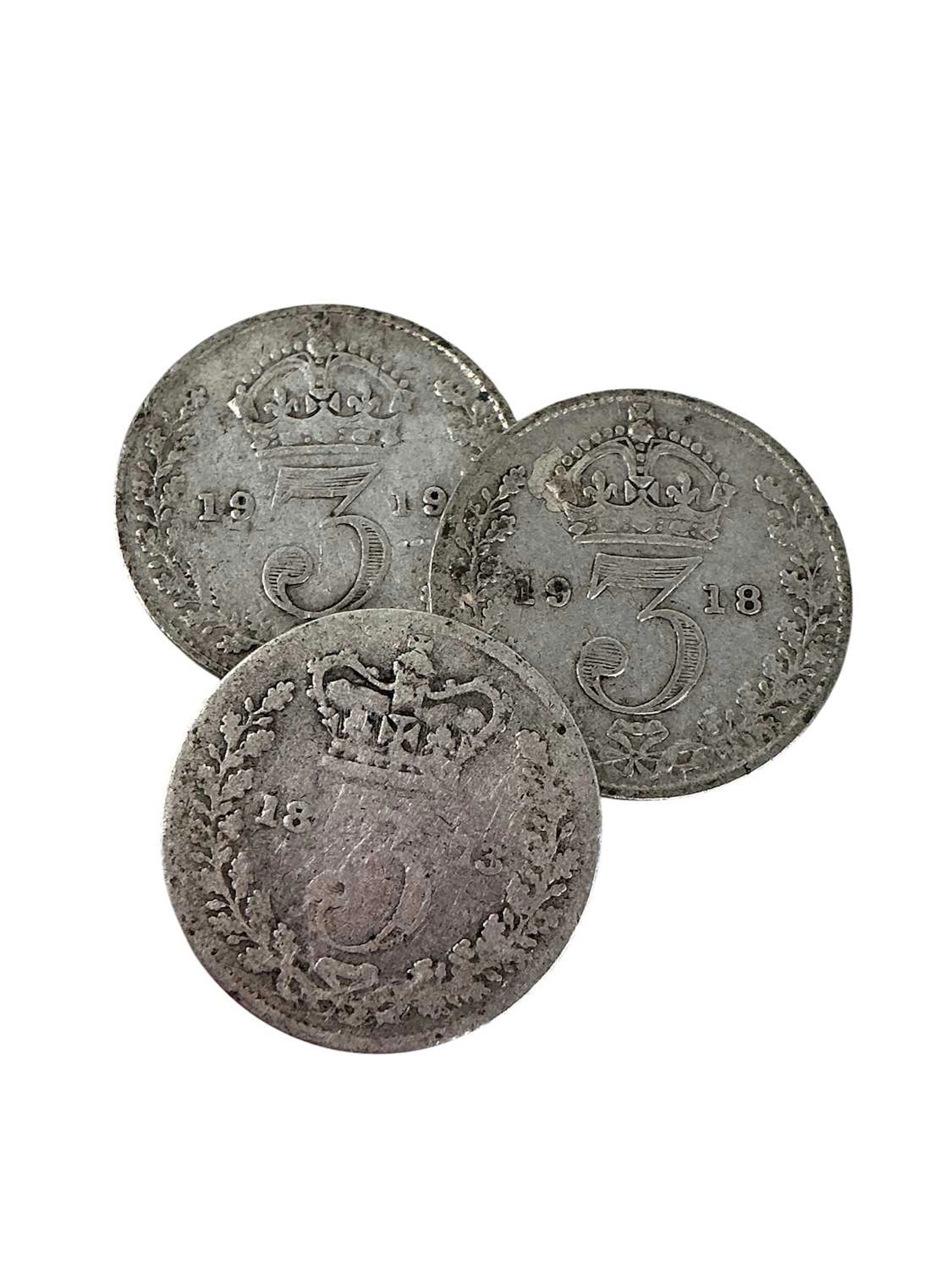 GEORGE VI SILVER THREEPENCE COINS MID 20TH CENTURY