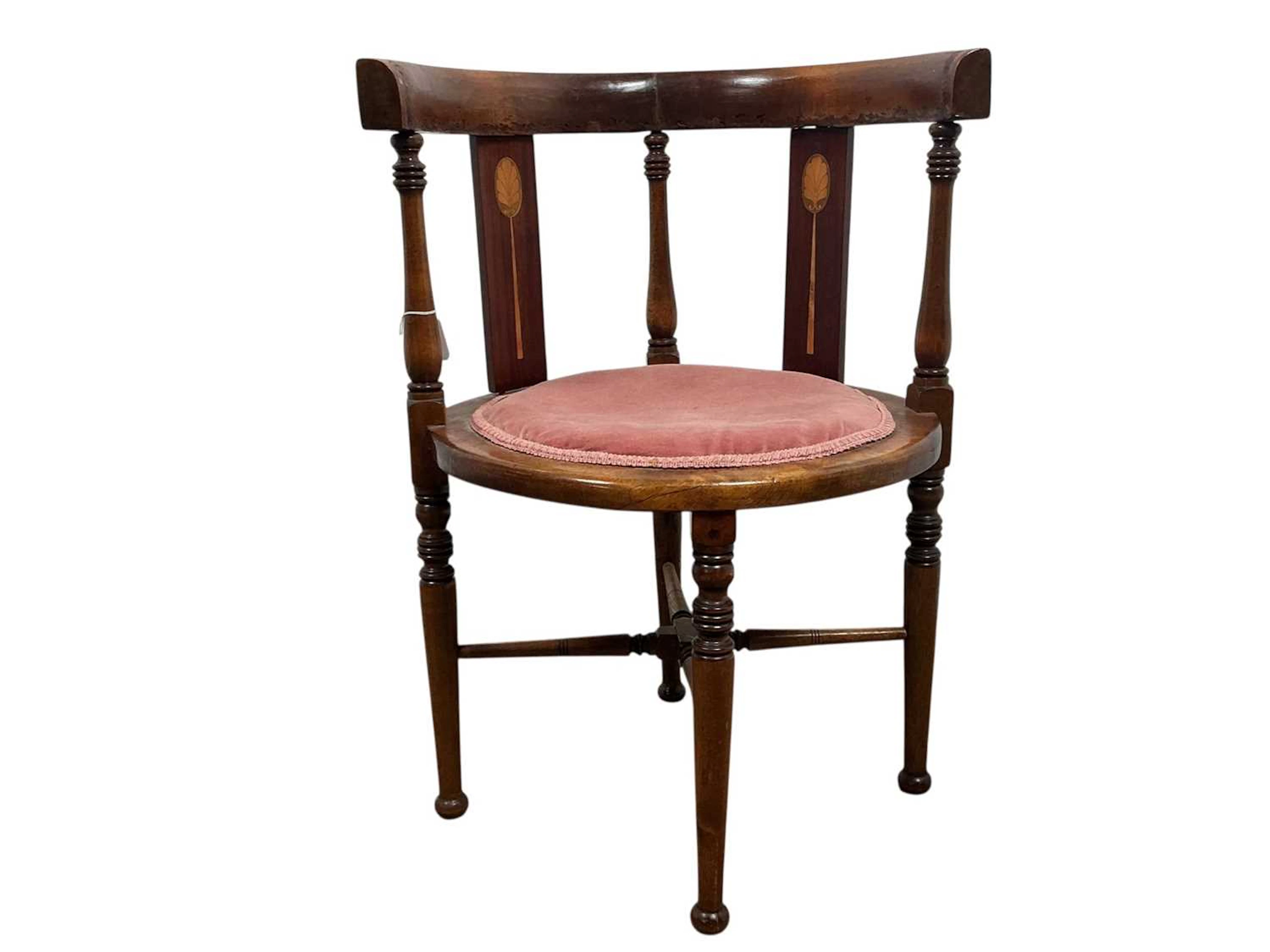EDWARDIAN INLAND MAHOGANY CORNER CHAIR, EARLY 20TH CENTURY ALONG WITH