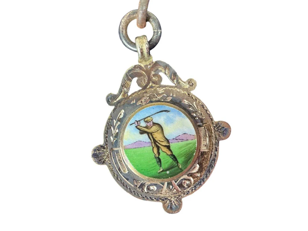 GEORGE V SILVER AND ENAMEL GOLFING MEDAL BIRMINGHAM 1912