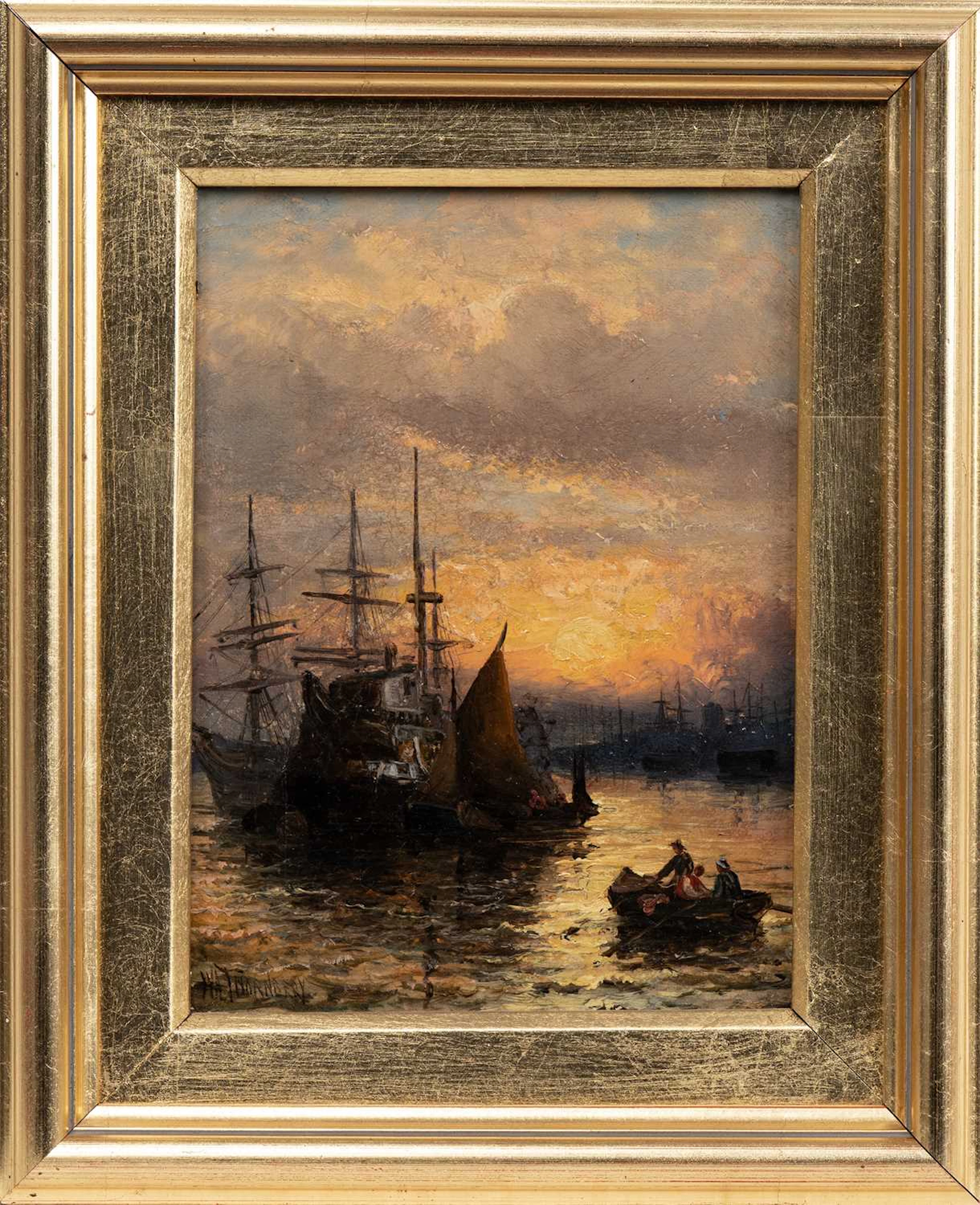 WILLIAM ANSLOW THORNLEY (BRITISH 1847 - 1907) SHIPS AT DUSK