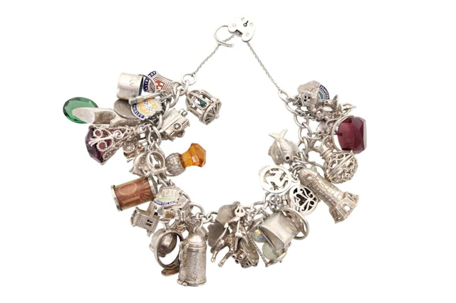 SILVER CHARM BRACELET LATE 20TH CENTURY