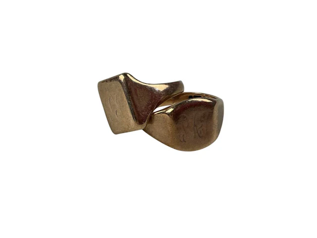 TWO GOLD SIGNET RINGS MID 20TH CENTURY