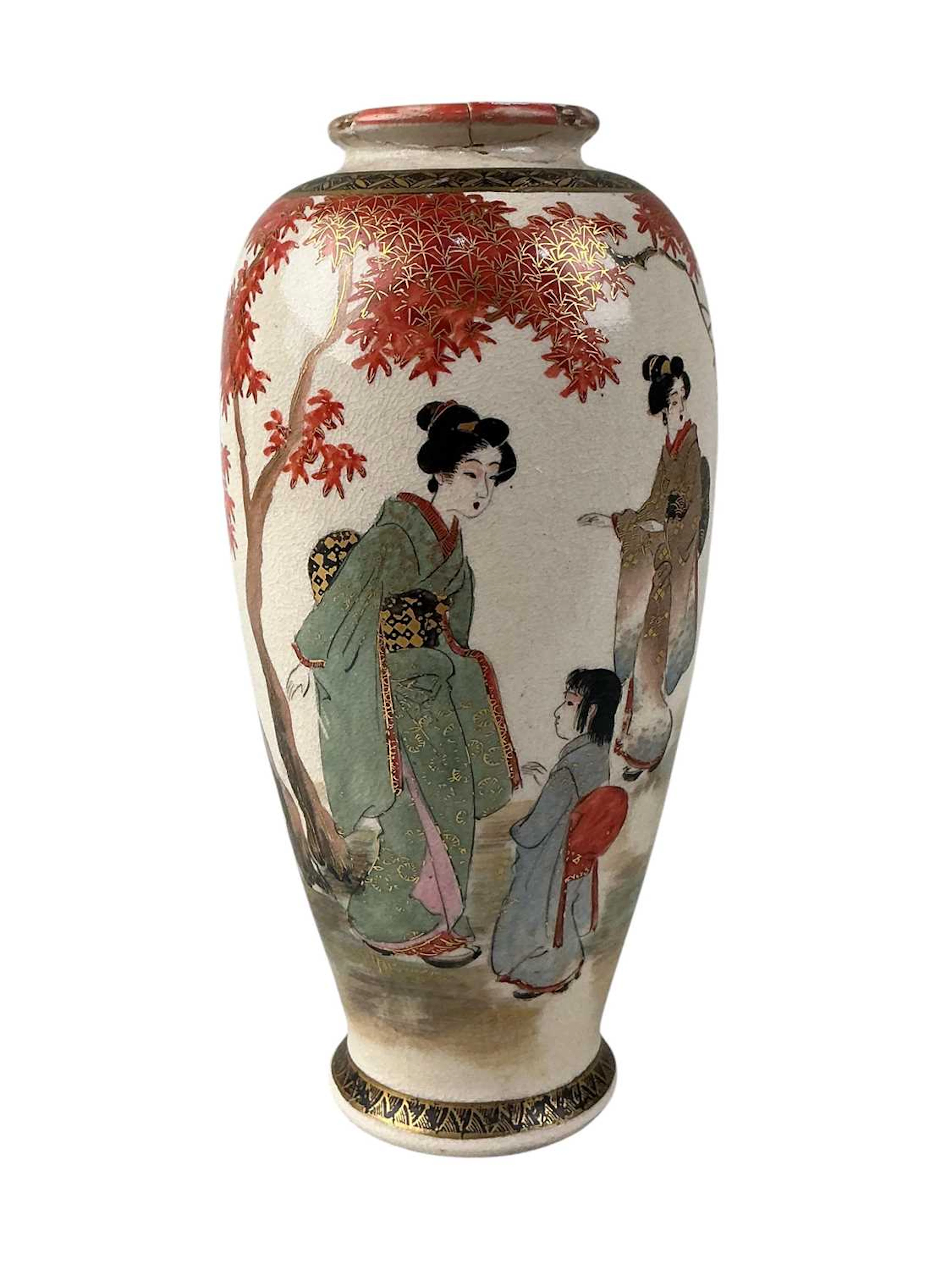 JAPANESE SATSUMA VASE, MID 20TH CENTURY AND OTHER CERAMICS