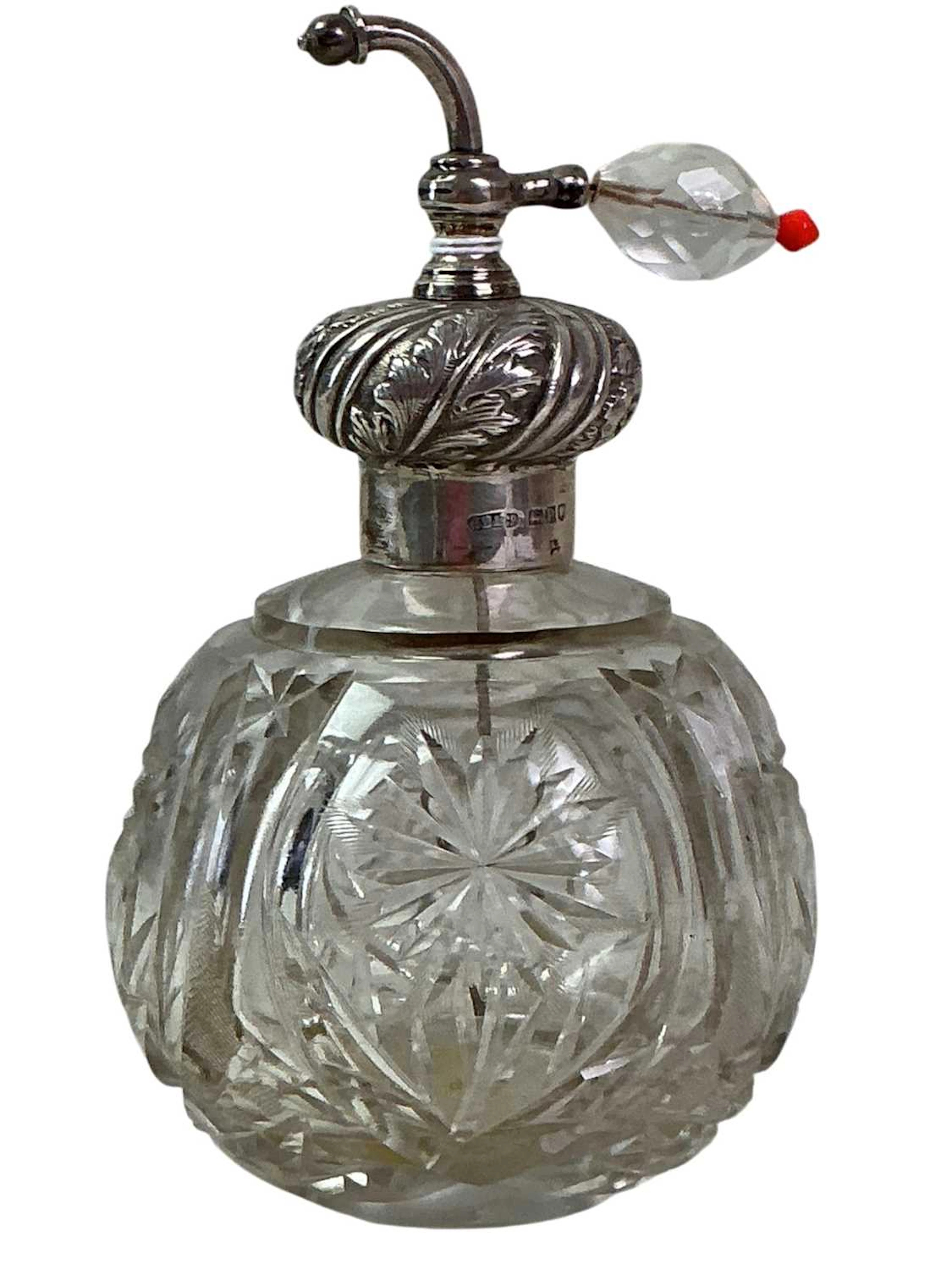 EDWARD VII SILVER MOUNTED CUT GLASS PERFUME ATOMISER MAKER GEORGE