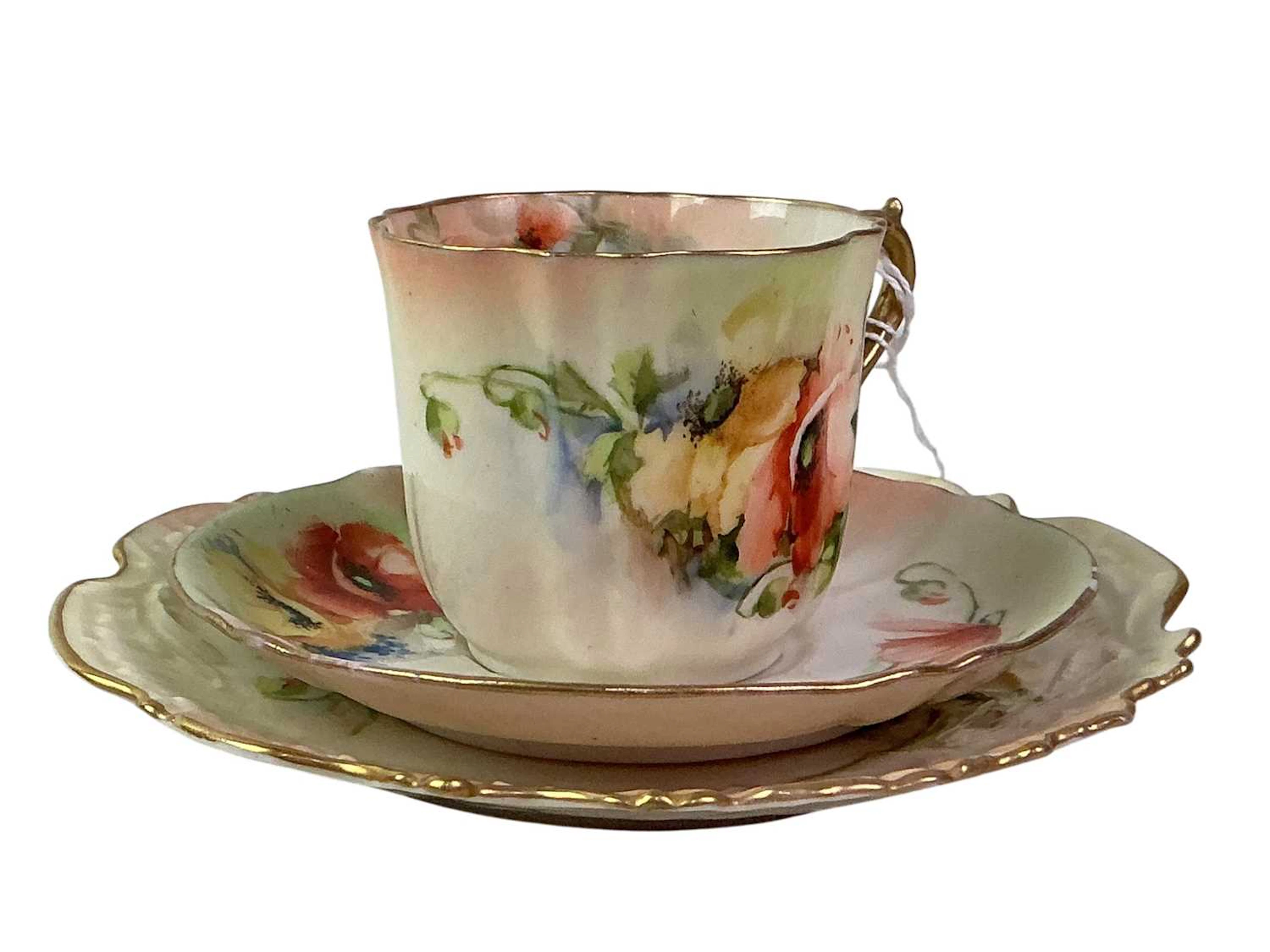 NAUTILUS CUP, SAUCER AND SIDE PLATE EARLY 20TH CENTURY