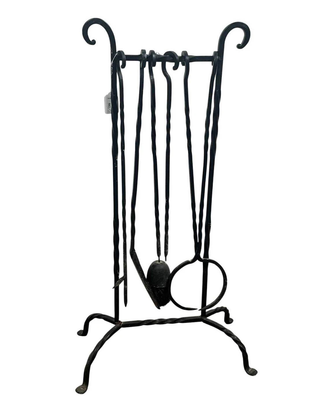 WROUGHT IRON FIRE COMPANION SET LATE 20TH CENTURY