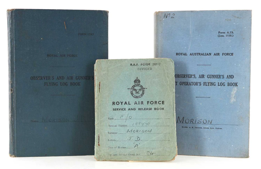 INTERESTING GROUP OF WWII RAF MEMORABILIA RELATING TO F/O JAMES DAWSON MORISON