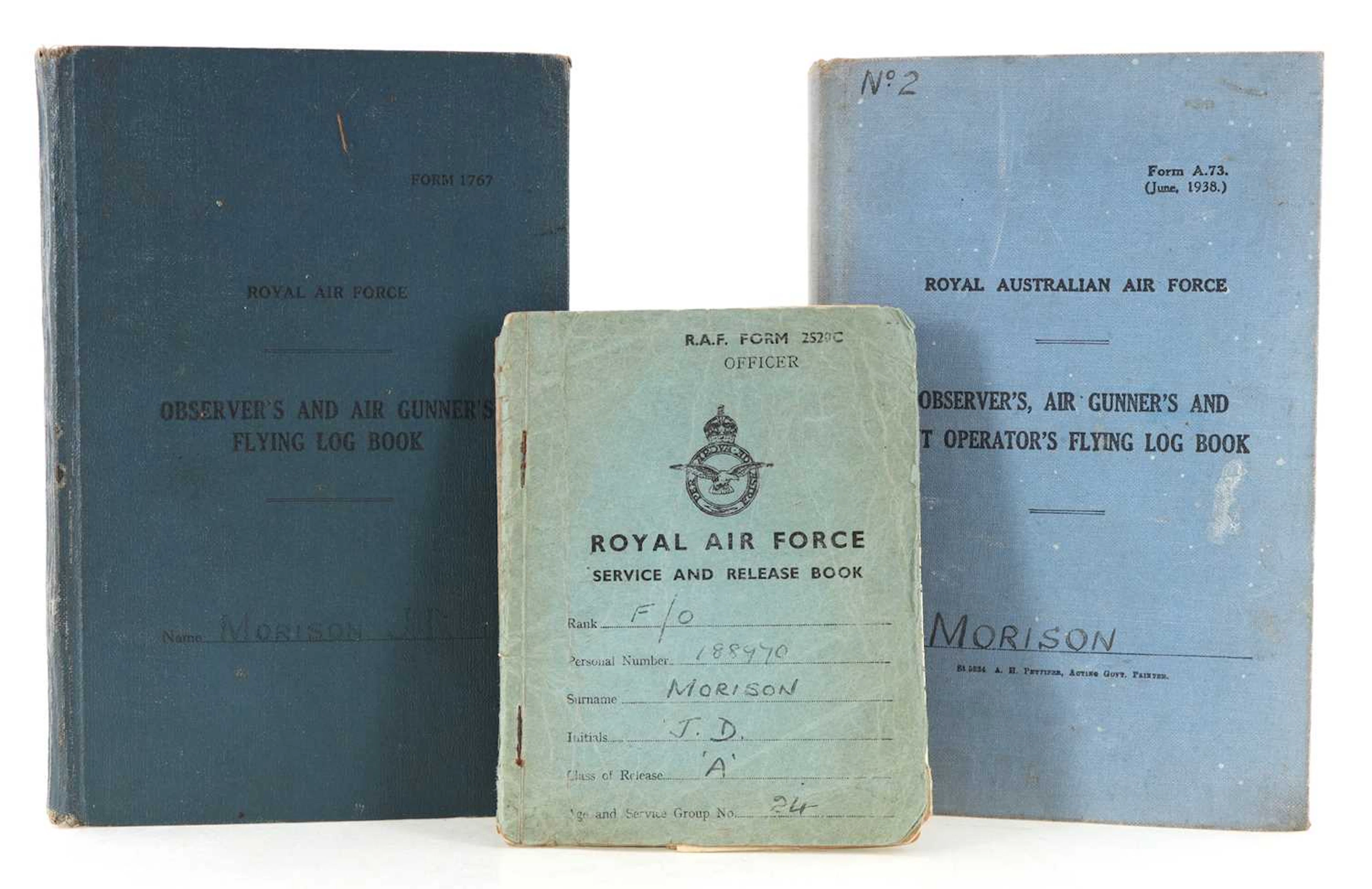 INTERESTING GROUP OF WWII RAF MEMORABILIA RELATING TO F/O JAMES DAWSON MORISON