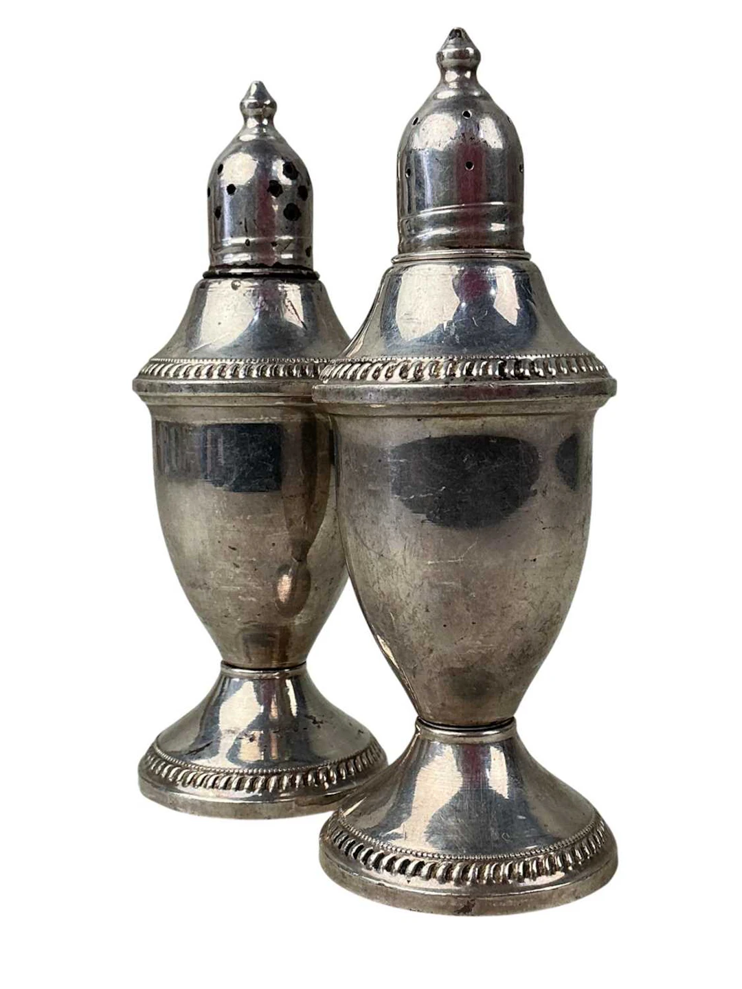 PAIR OF SILVER SALT AND PEPPER CASTERS EARLY 20TH CENTURY