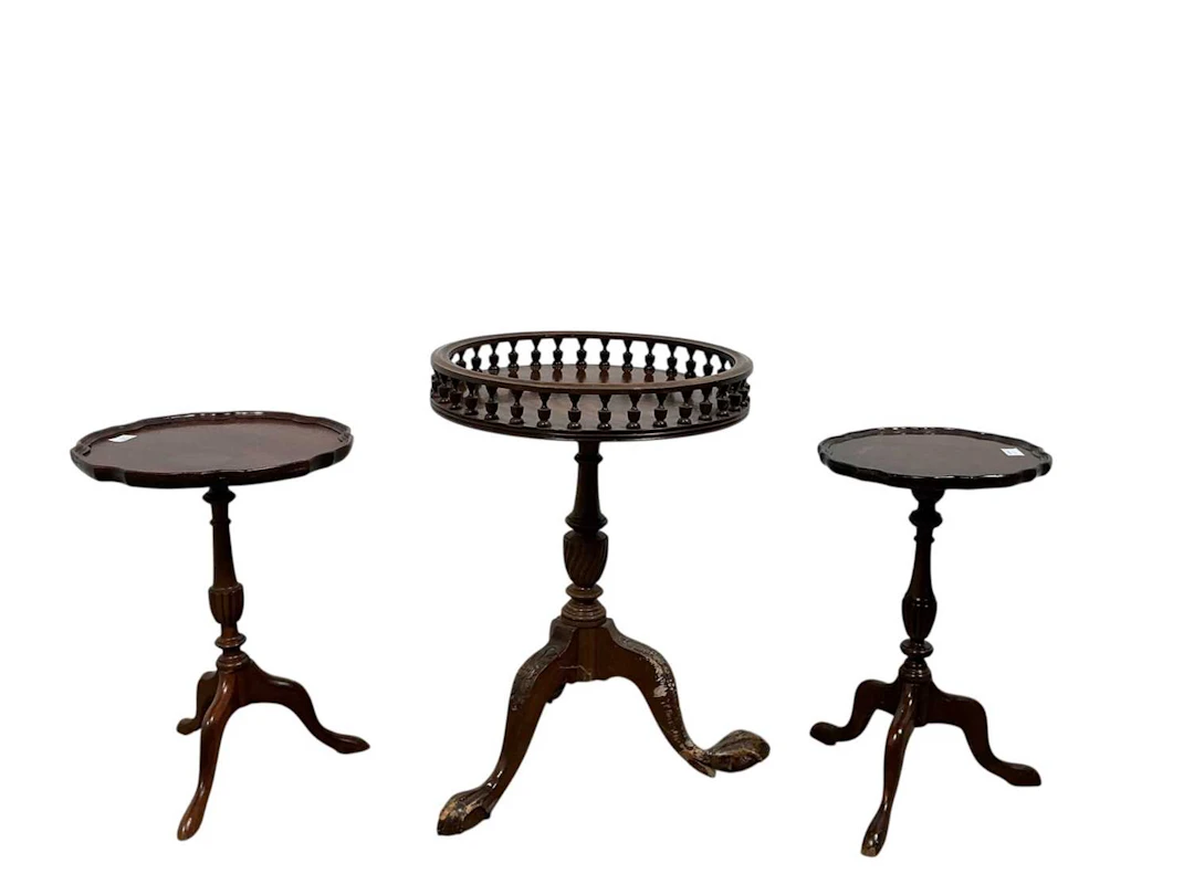 THREE MAHOGANY OCCASIONAL TABLES LATE 20TH CENTURY