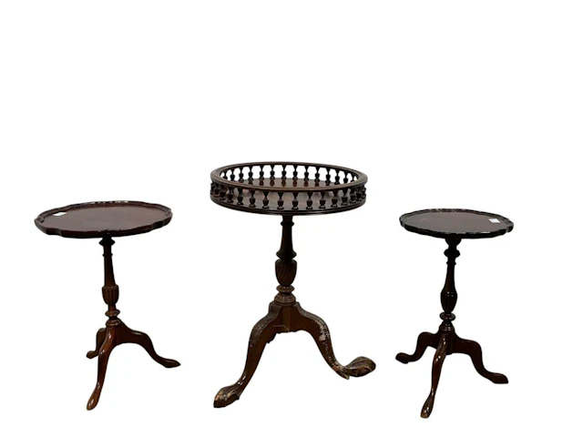 THREE MAHOGANY OCCASIONAL TABLES LATE 20TH CENTURY