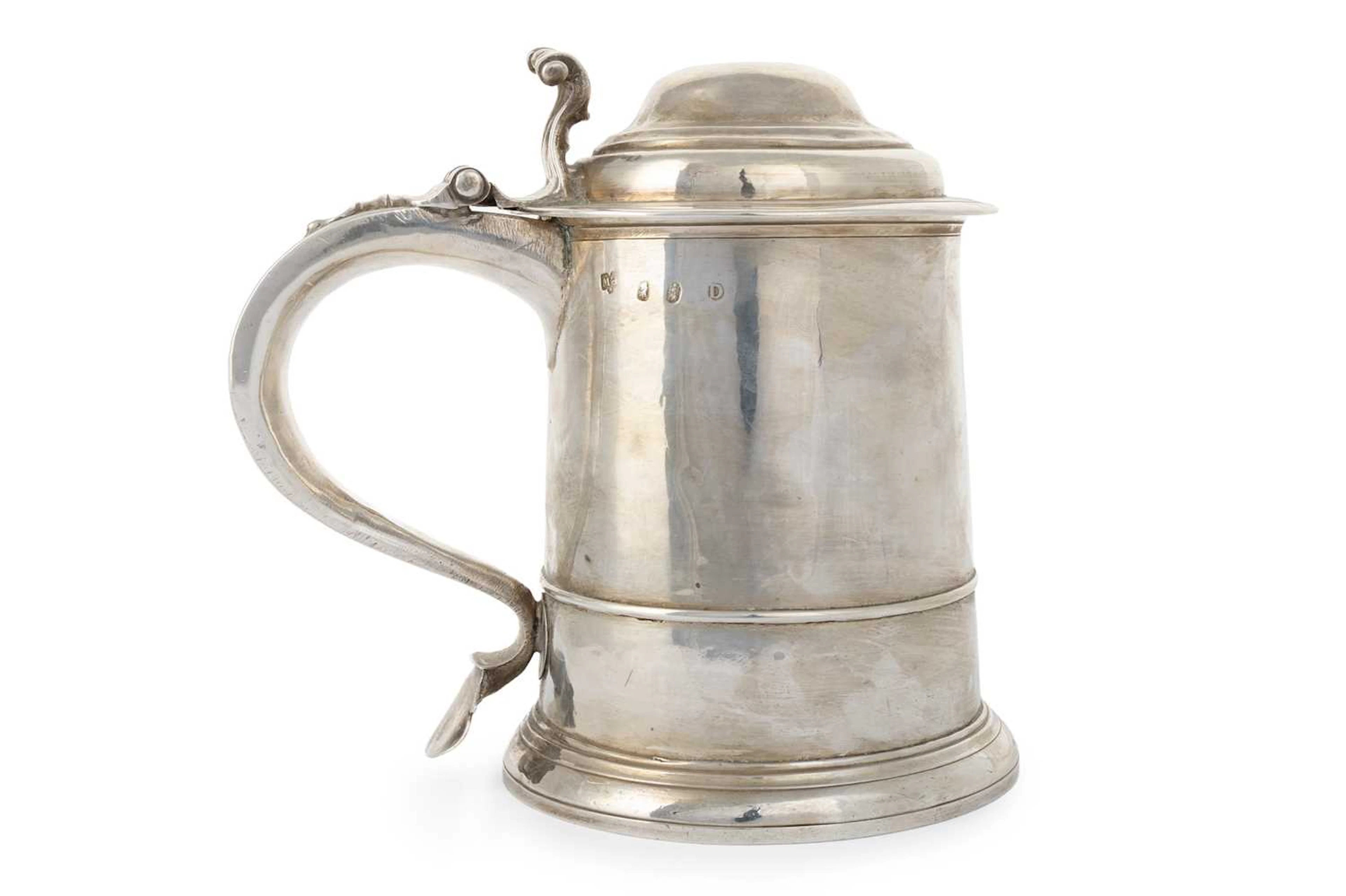 GEORGE I BRITANNIA SILVER TANKARD MAKER THOMAS MASON, LONDON 1719