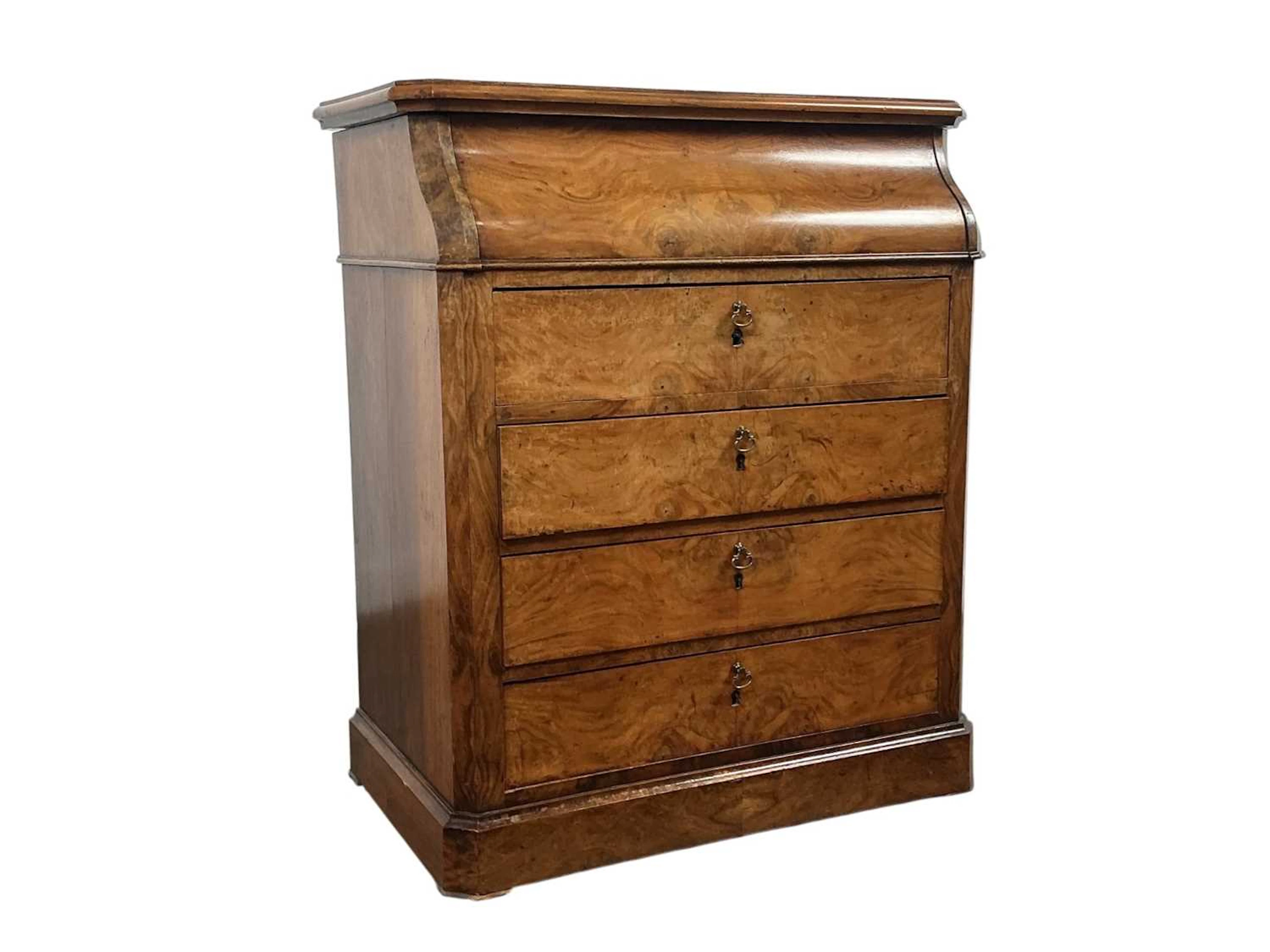 FRENCH BURR WALNUT ENCLOSED WASHSTAND MID 19TH CENTURY