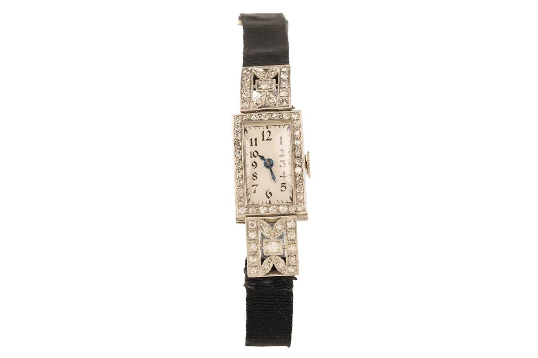 ART DECO DIAMOND COCKTAIL WATCH PLATINUM AND DIAMOND MANUAL WIND WRIST WATCH