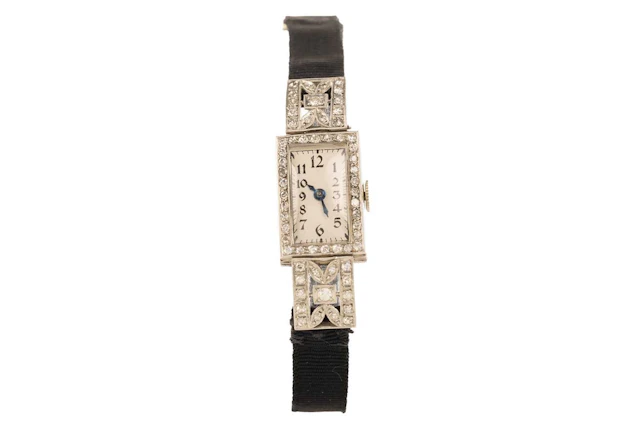 ART DECO DIAMOND COCKTAIL WATCH PLATINUM AND DIAMOND MANUAL WIND WRIST WATCH