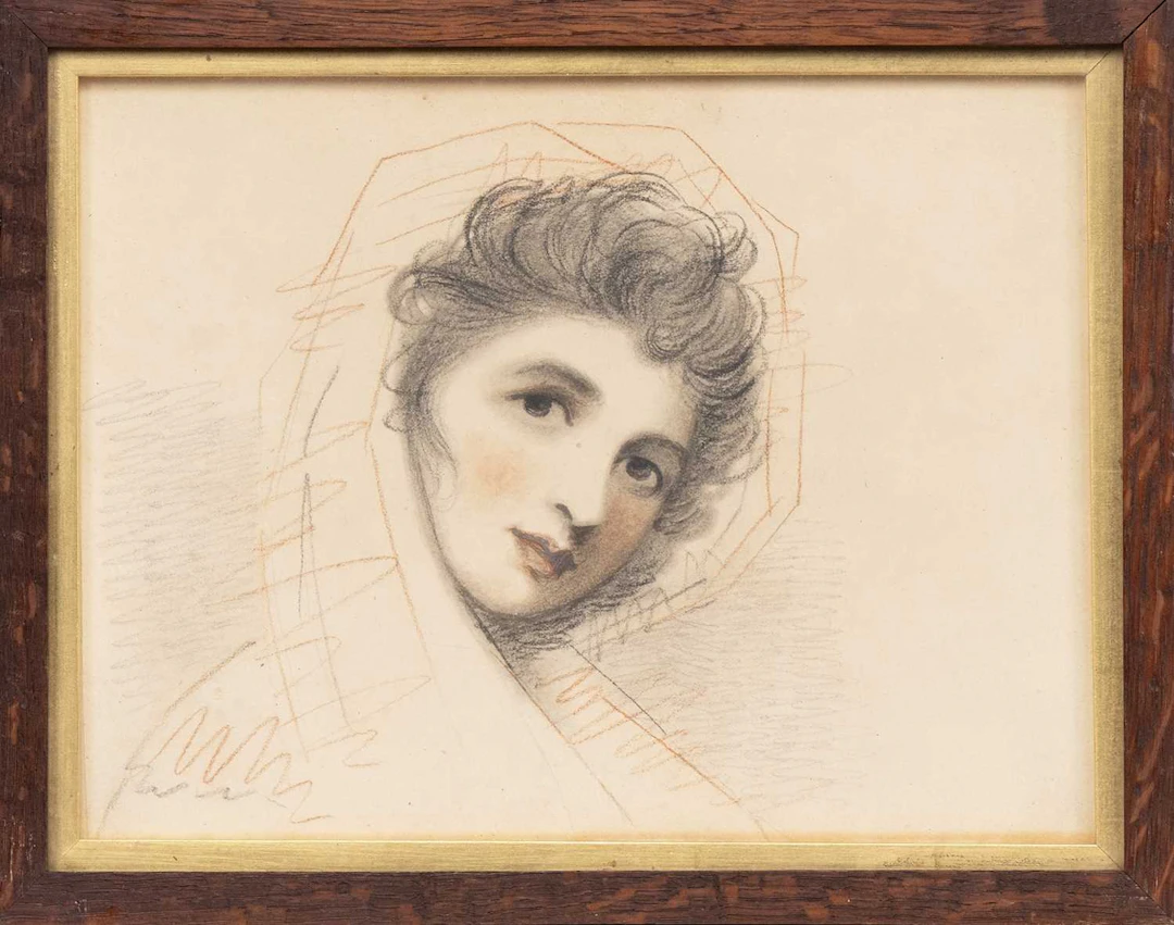 GEORGE ROMNEY (BRITISH 1734 - 1808) PORTRAIT SKETCH OF EMMA, LADY HAMILTON III