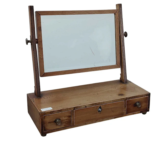 GEORGE IV INLAID MAHOGANY DRESSING MIRROR, EARLY 19TH CENTURY AND