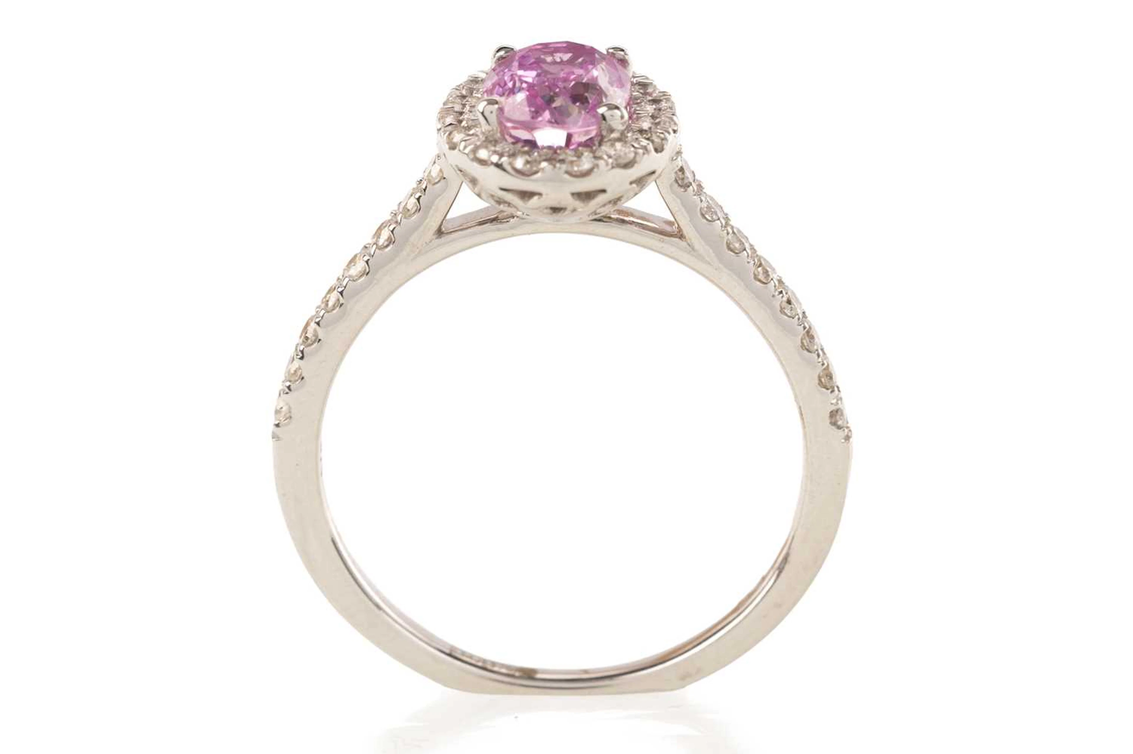 PINK SAPPHIRE AND DIAMOND RING 21ST CENTURY