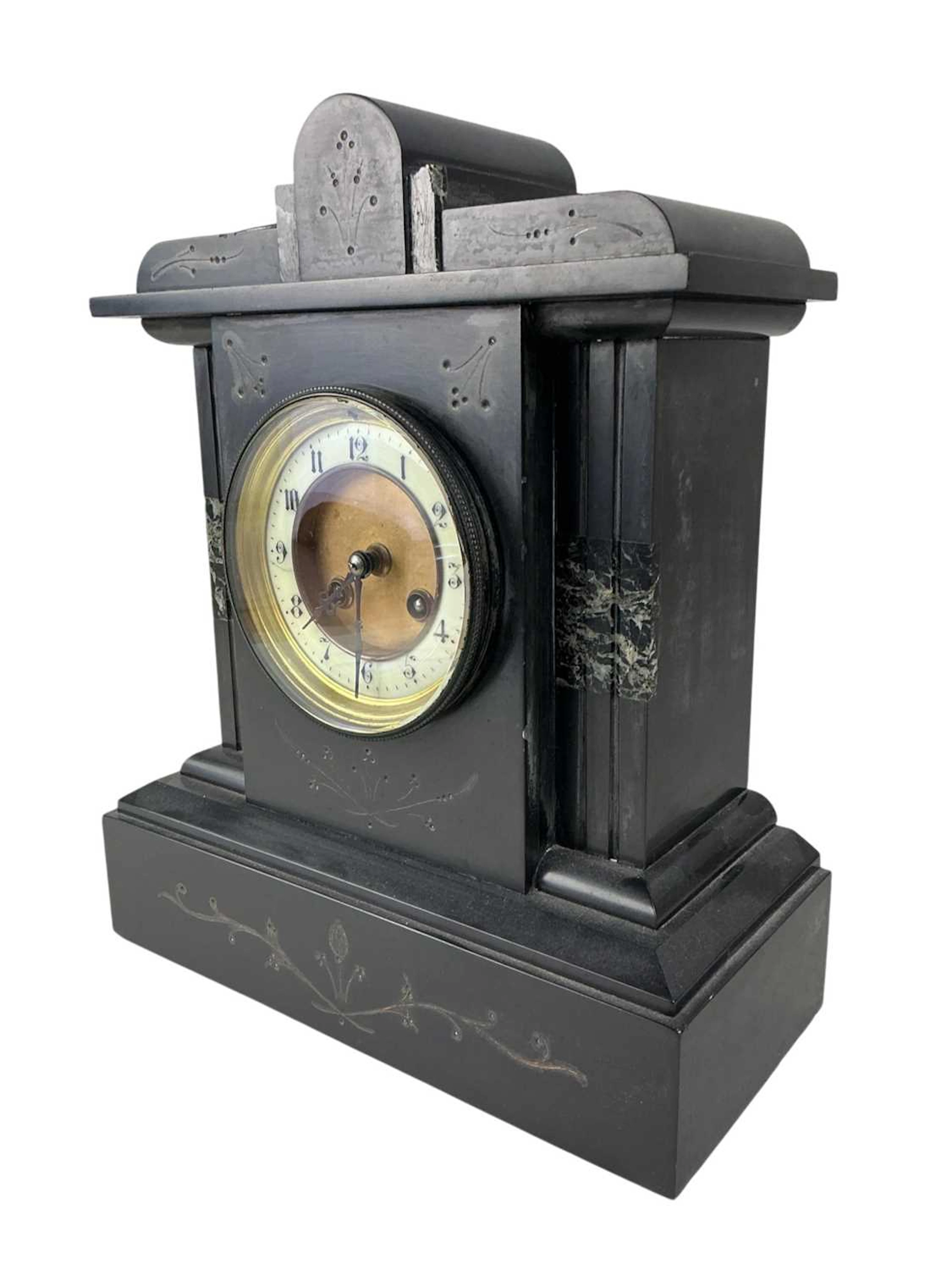 VICTORIAN SLATE MANTEL CLOCK LATE 19TH CENTURY