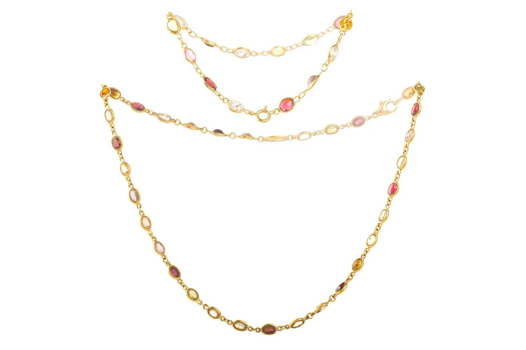 GEM SET NECKLACE AND BRACELET LATE 20TH CENTURY