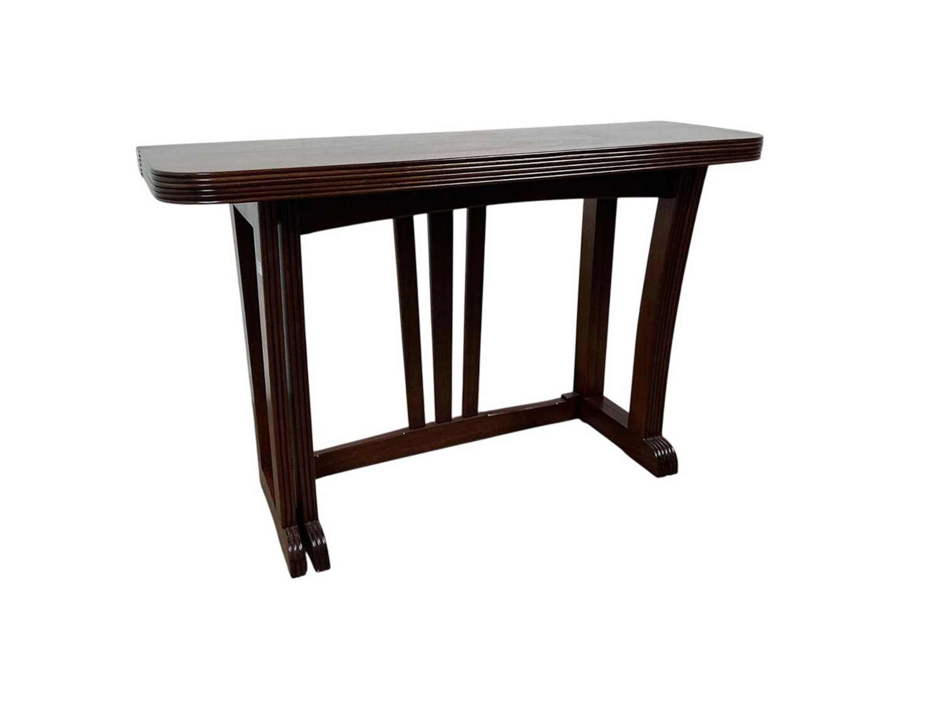 MAHOGANY TURNOVER CONSOLE TABLE LATE 20TH CENTURY