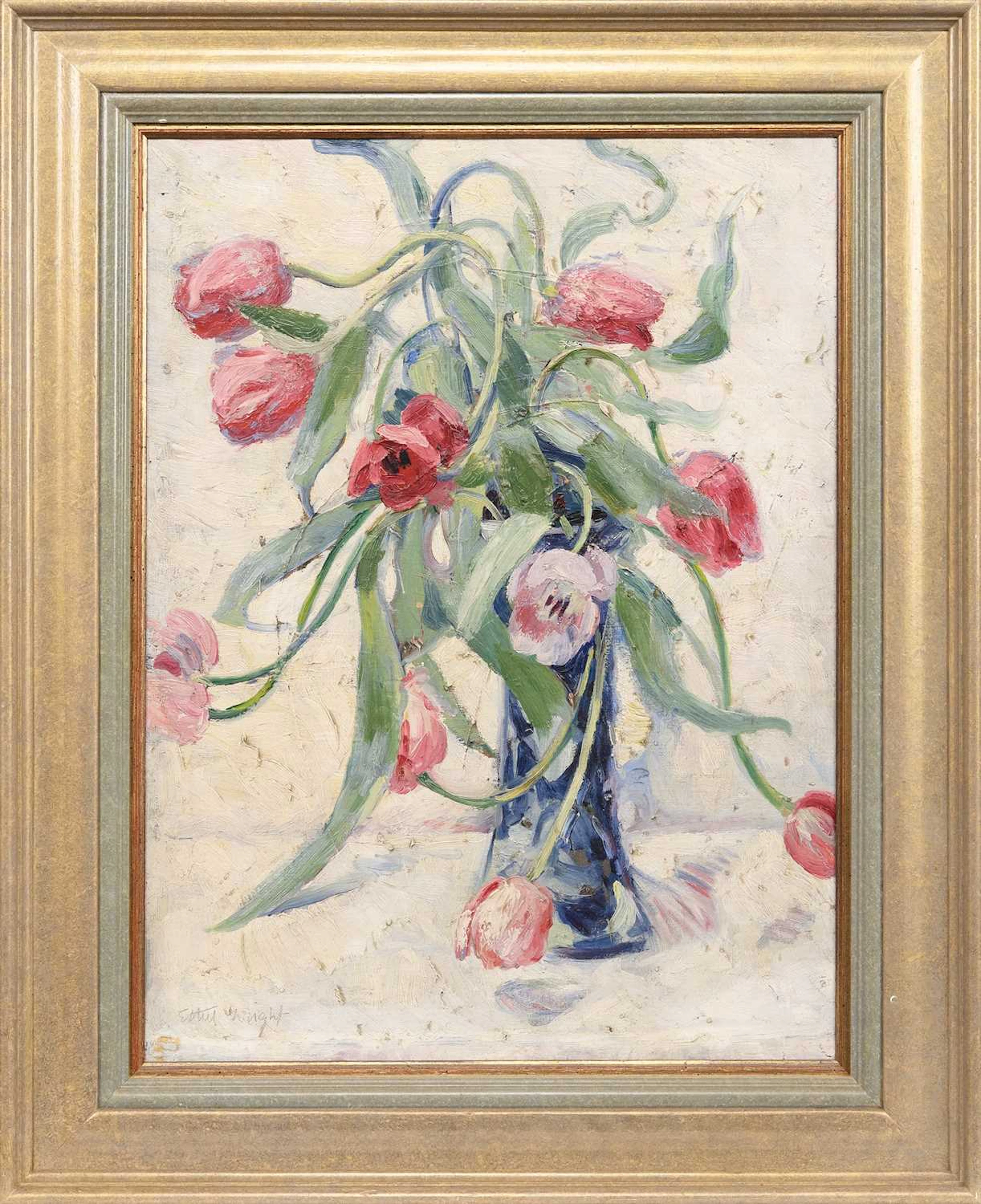 ETHEL WRIGHT RBA ROI (BRITISH 1866 - 1939) STILL LIFE OF TULIPS