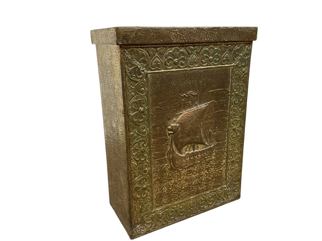EMBOSSED BRASS STICK STAND MID 20TH CENTURY
