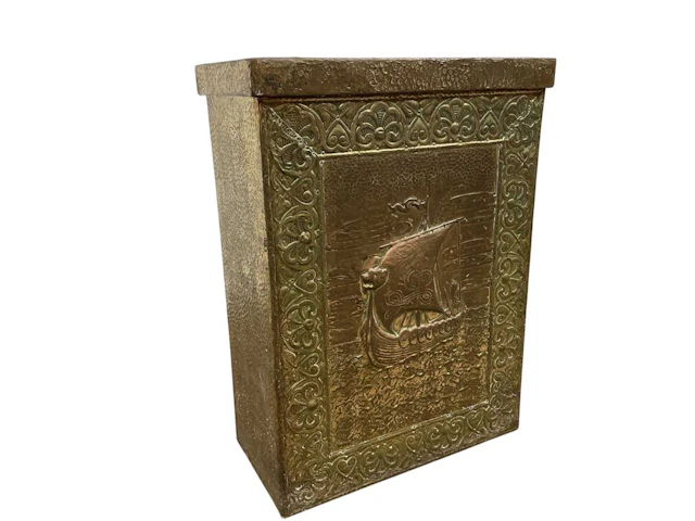 EMBOSSED BRASS STICK STAND MID 20TH CENTURY