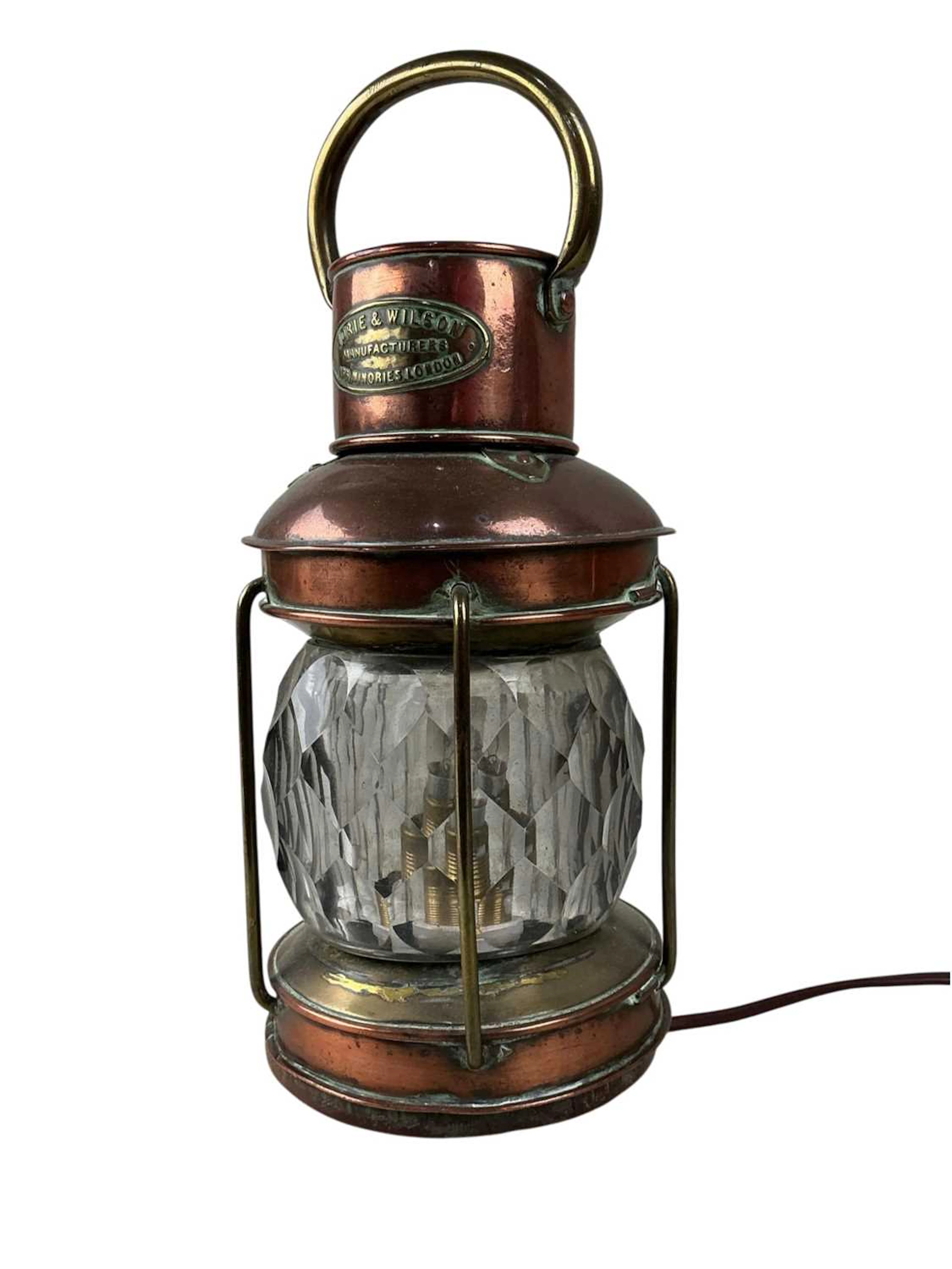 COPPER AND BRASS SHIP'S LANTERN, LATE 19TH CENTURY AND OTHER ITEMS