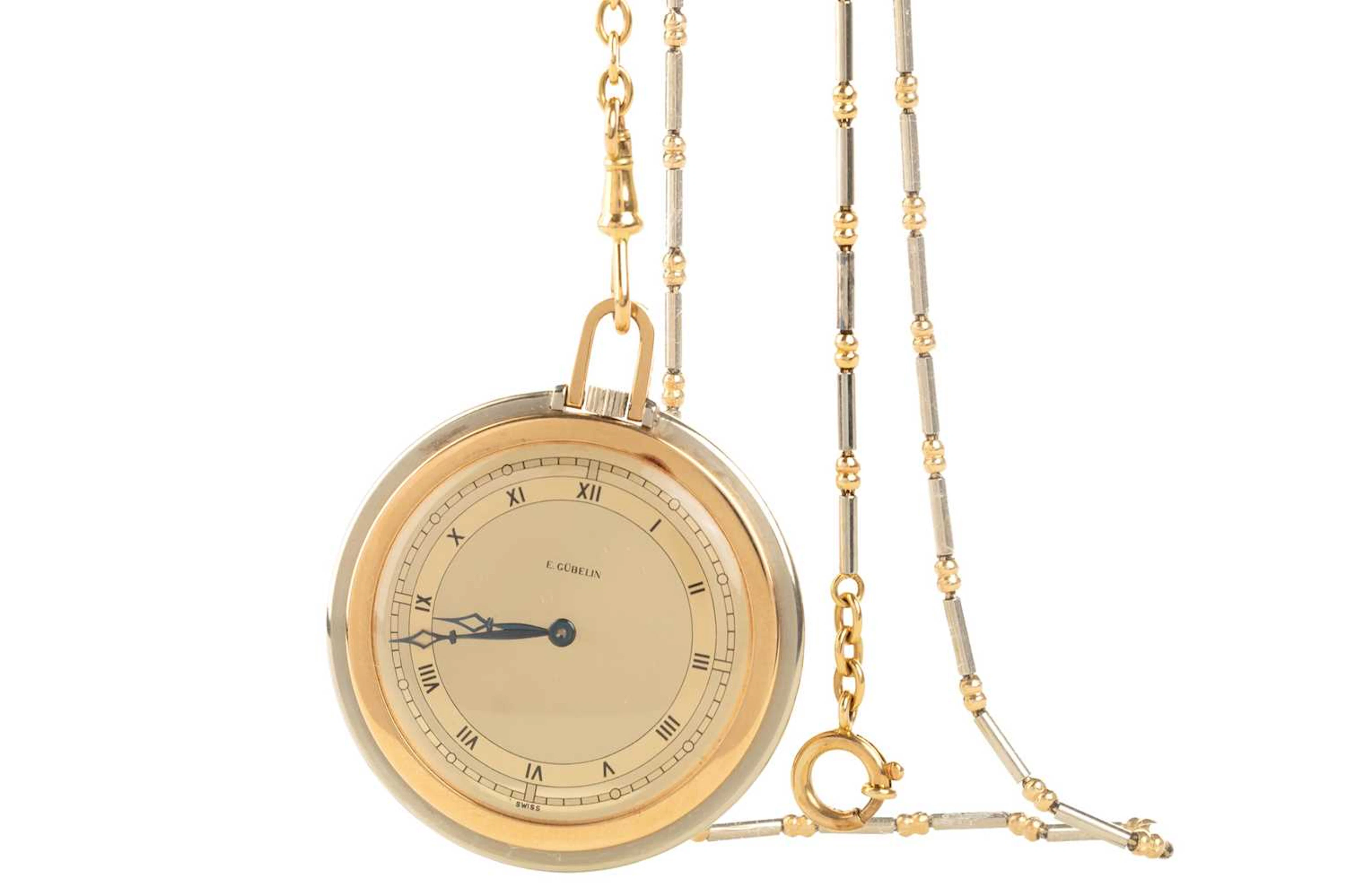 E. GUBELIN GOLD OPEN FACE POCKET WATCH MID 20TH CENTURY