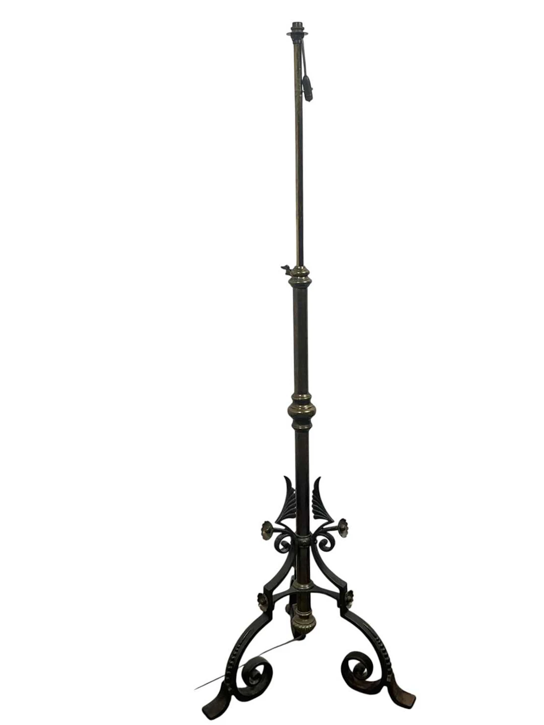 BRASS TELESCOPIC FLOOR STANDING LAMP EARLY 20TH CENTURY