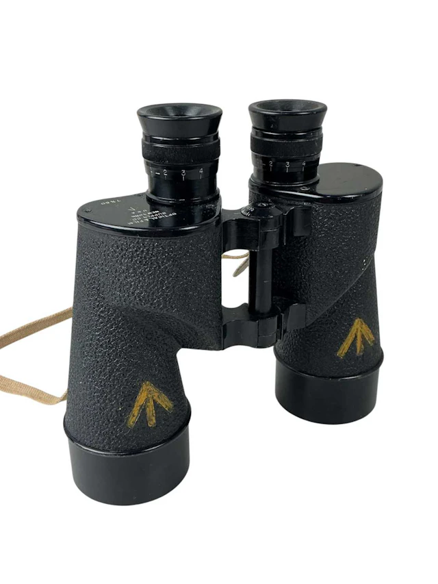 PAIR OF WWII US ARMY BINOCULARS ALONG WITH A REMOTE CONTROL ROBOT