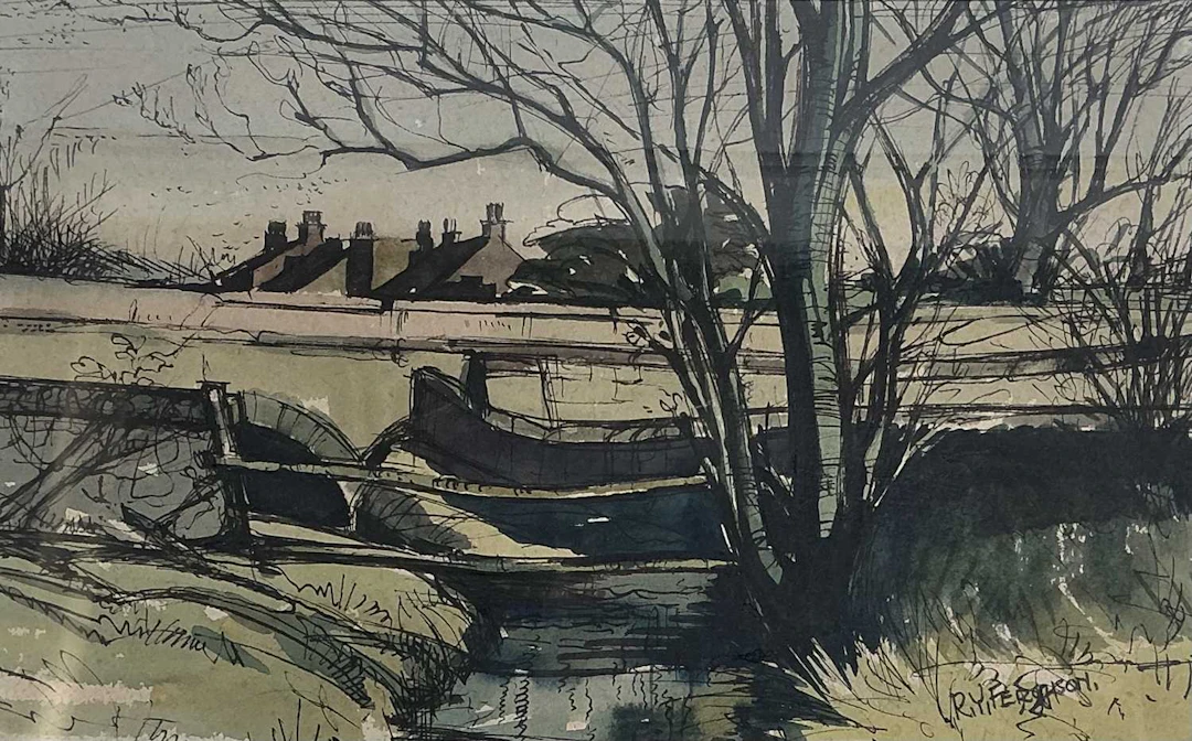 R. Y. FERGUSON (1907-1981`) RIVER BY A BRIDGE