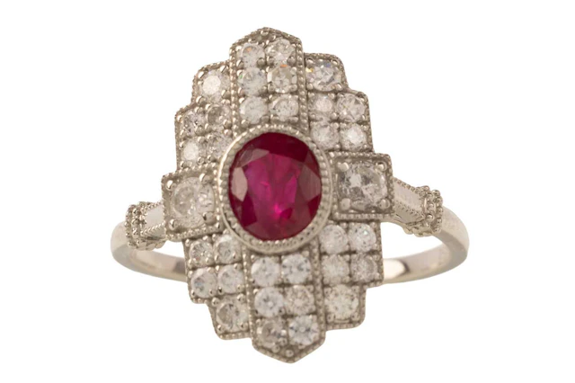 RUBY AND DIAMOND RING 21ST CENTURY