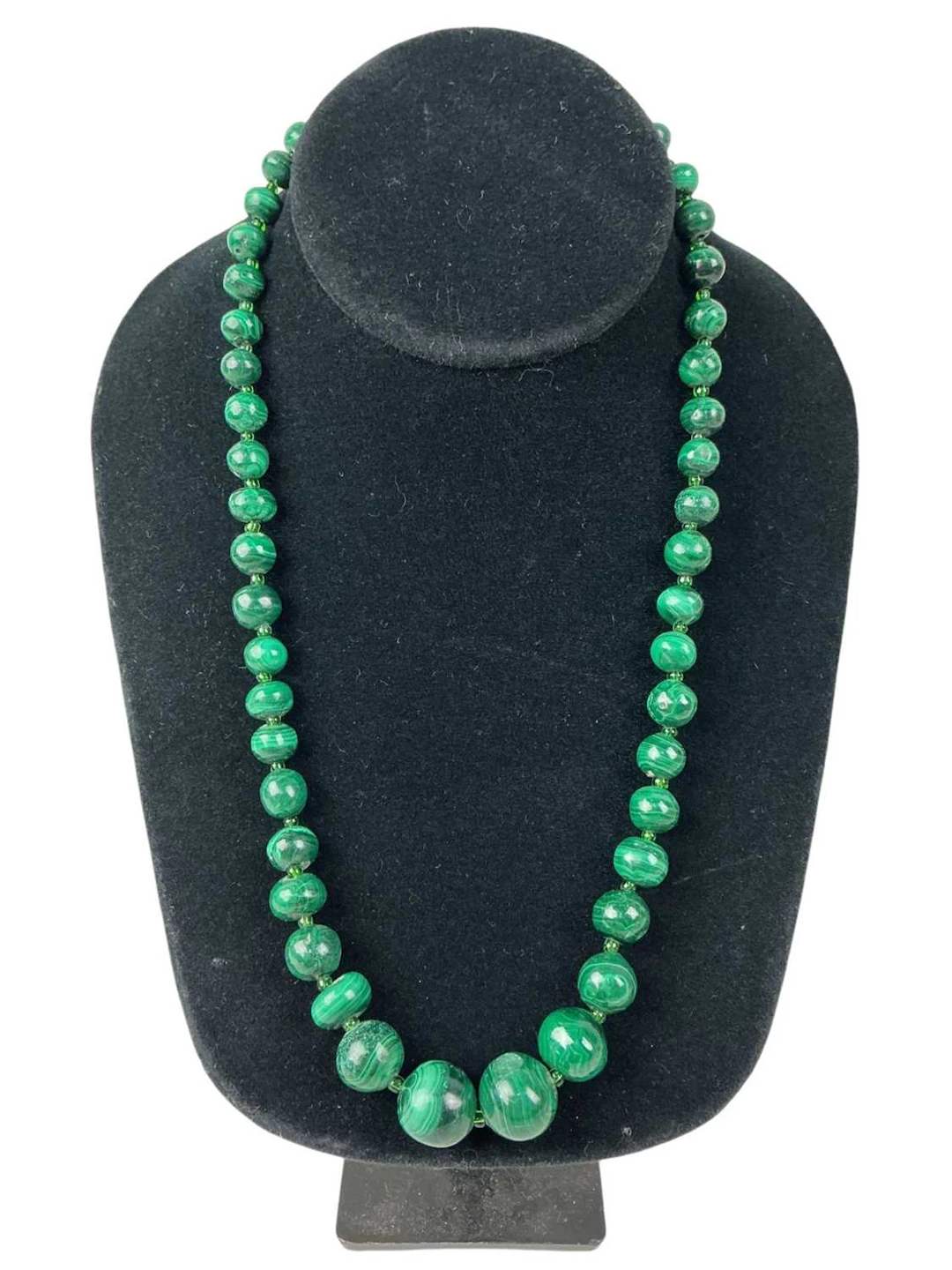 TWO MALACHITE BEAD NECKLACES MID/LATE 20TH CENTURY