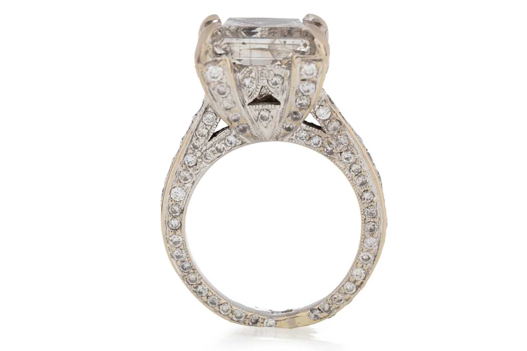 TREATED DIAMOND SOLITAIRE RING LATE 20TH CENTURY