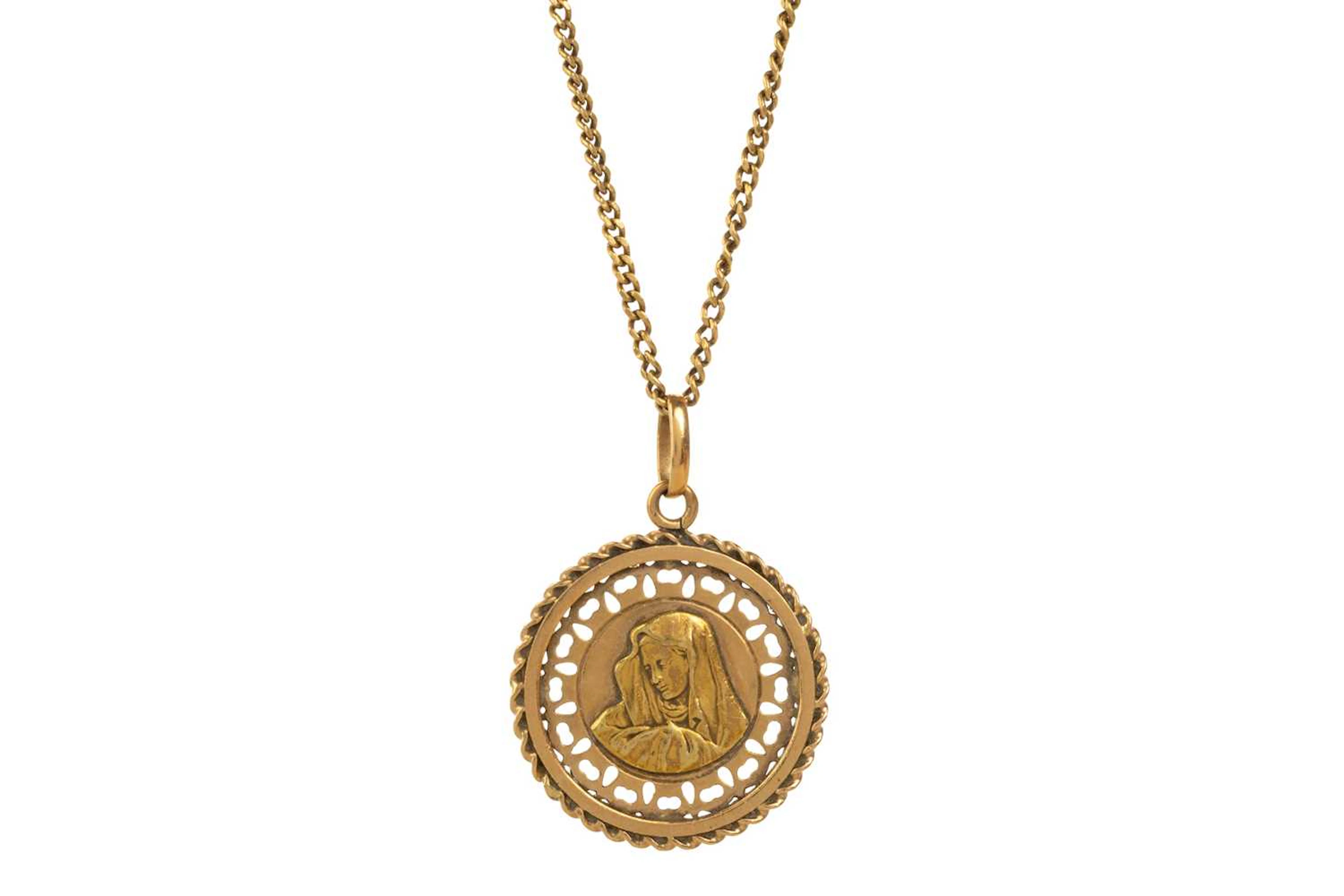 GOLD VIRGIN MARY NECKLACE LATE 20TH CENTURY