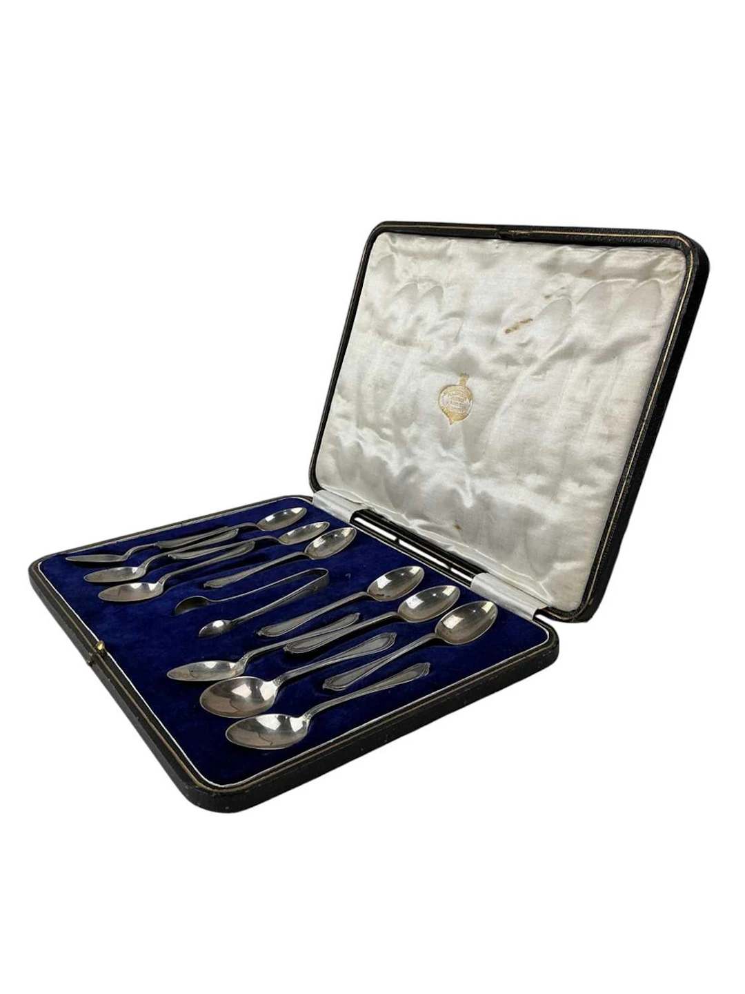 GEORGE V SILVER TEASPOONS AND SUGAR TONGS MAKER JOHN DEAKIN & SONS