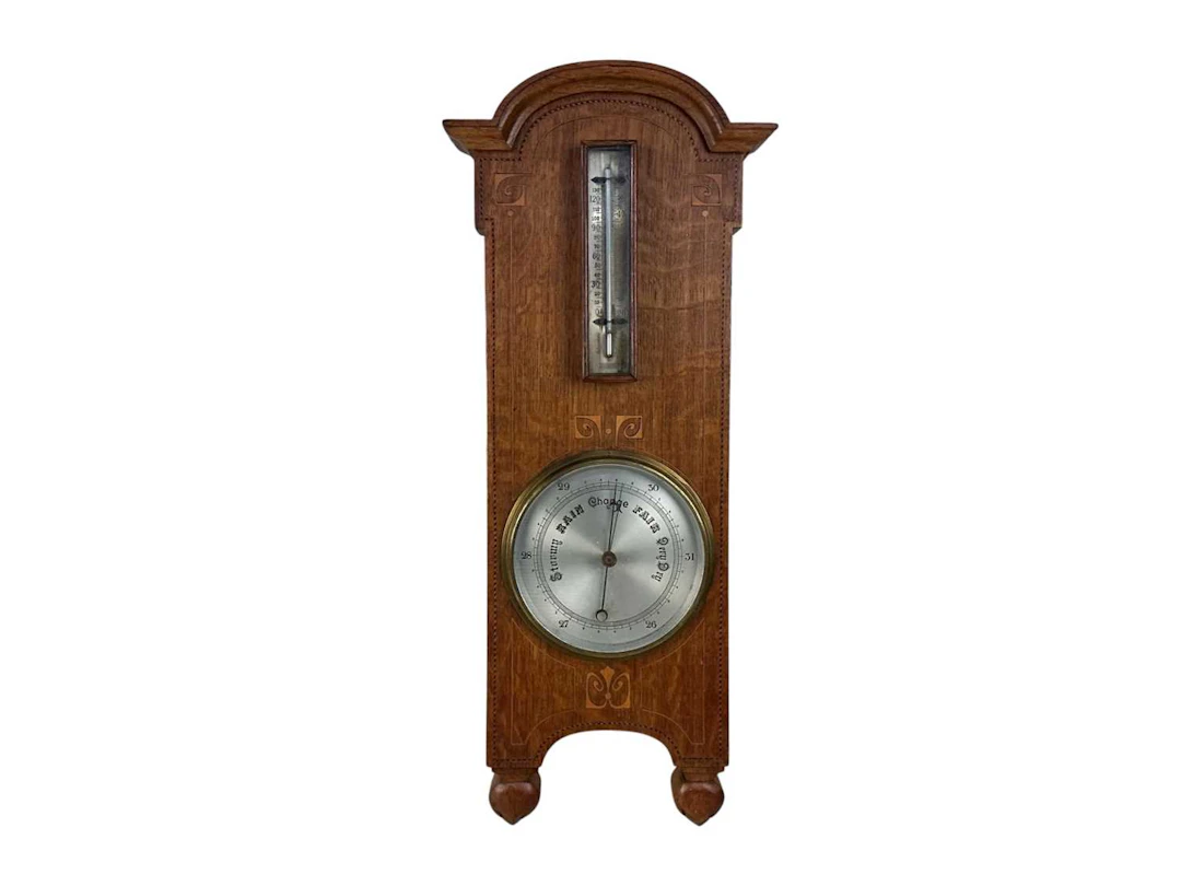 GEORGE V ANEROID BAROMETER WITH THERMOMETER EARLY 20TH CENTURY