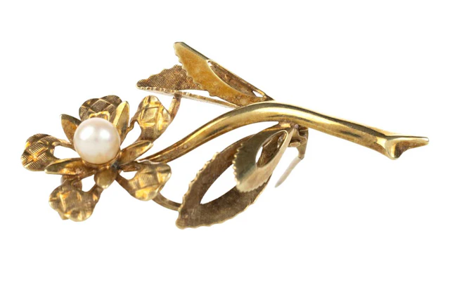PEARL FLOWER BROOCH LATE 20TH CENTURY