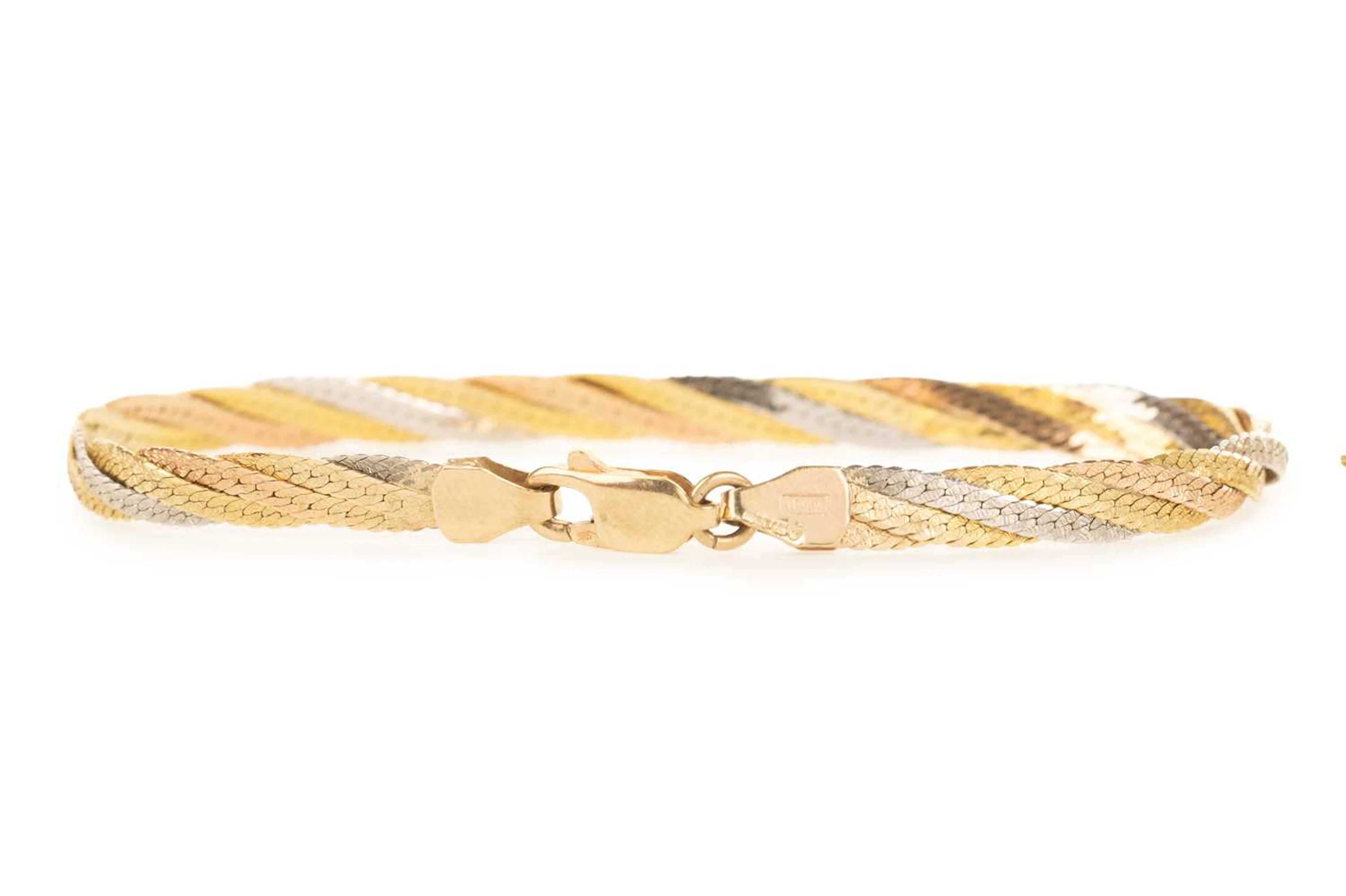 TWO GOLD BI-COLOURED CHAINS LATE 20TH CENTURY