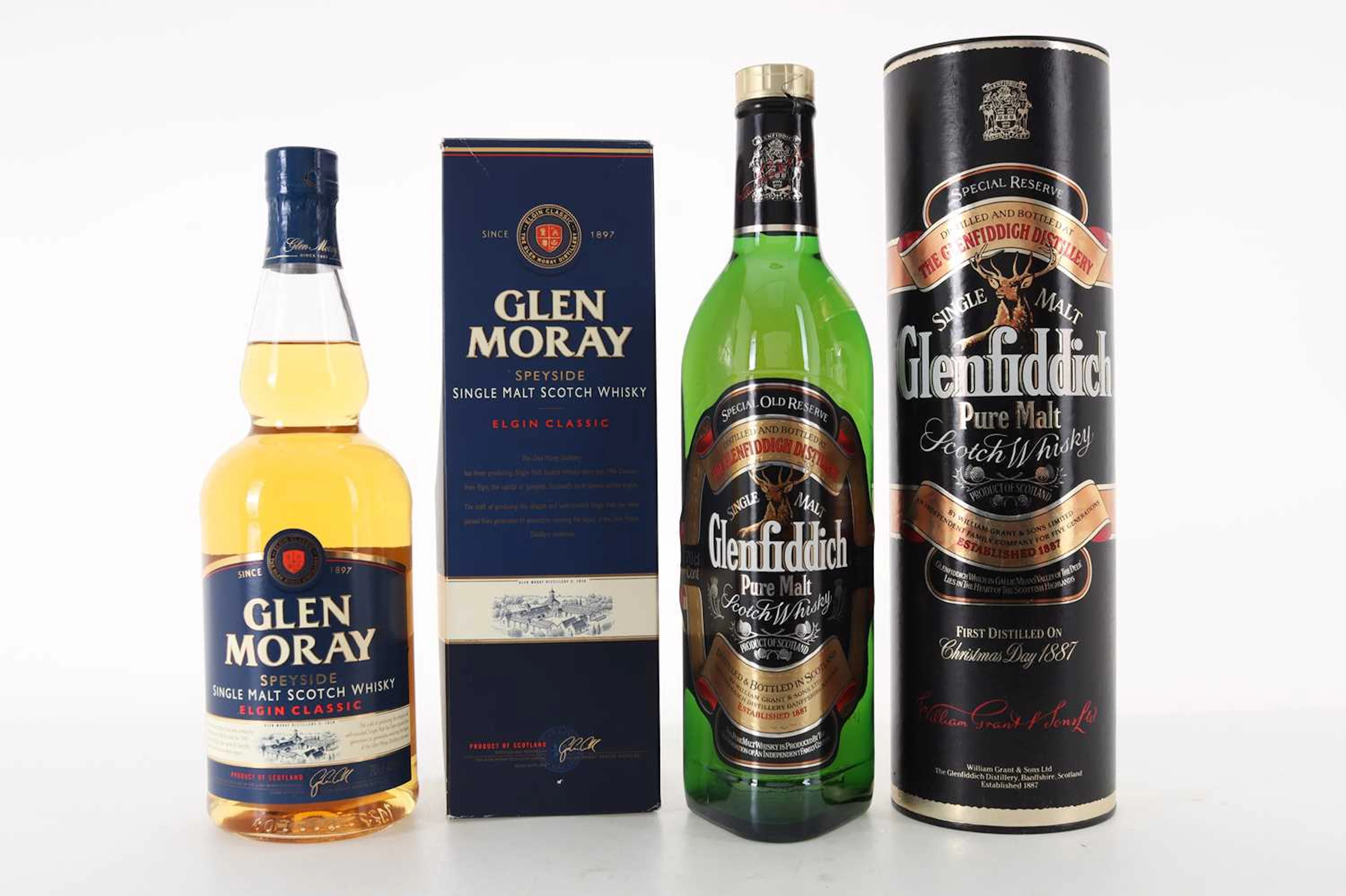 GLENFIDDICH SPECIAL OLD RESERVE AND GLEN MORAY ELGIN CLASSIC SPEYSIDE