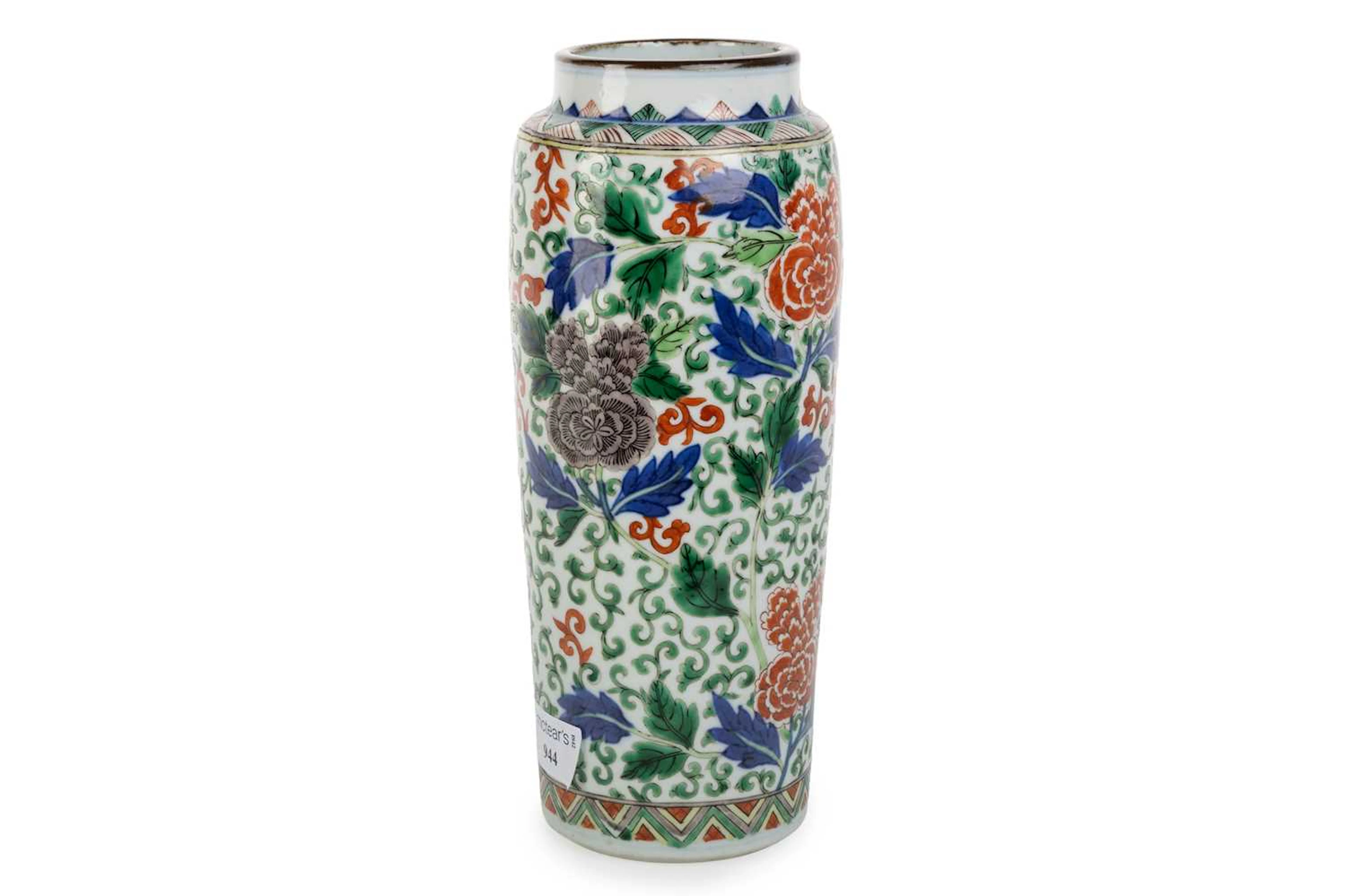 CHINESE WUCAI FAMILLE VERTE SLEEVE VASE LATE 19TH/EARLY 20TH CENTURY