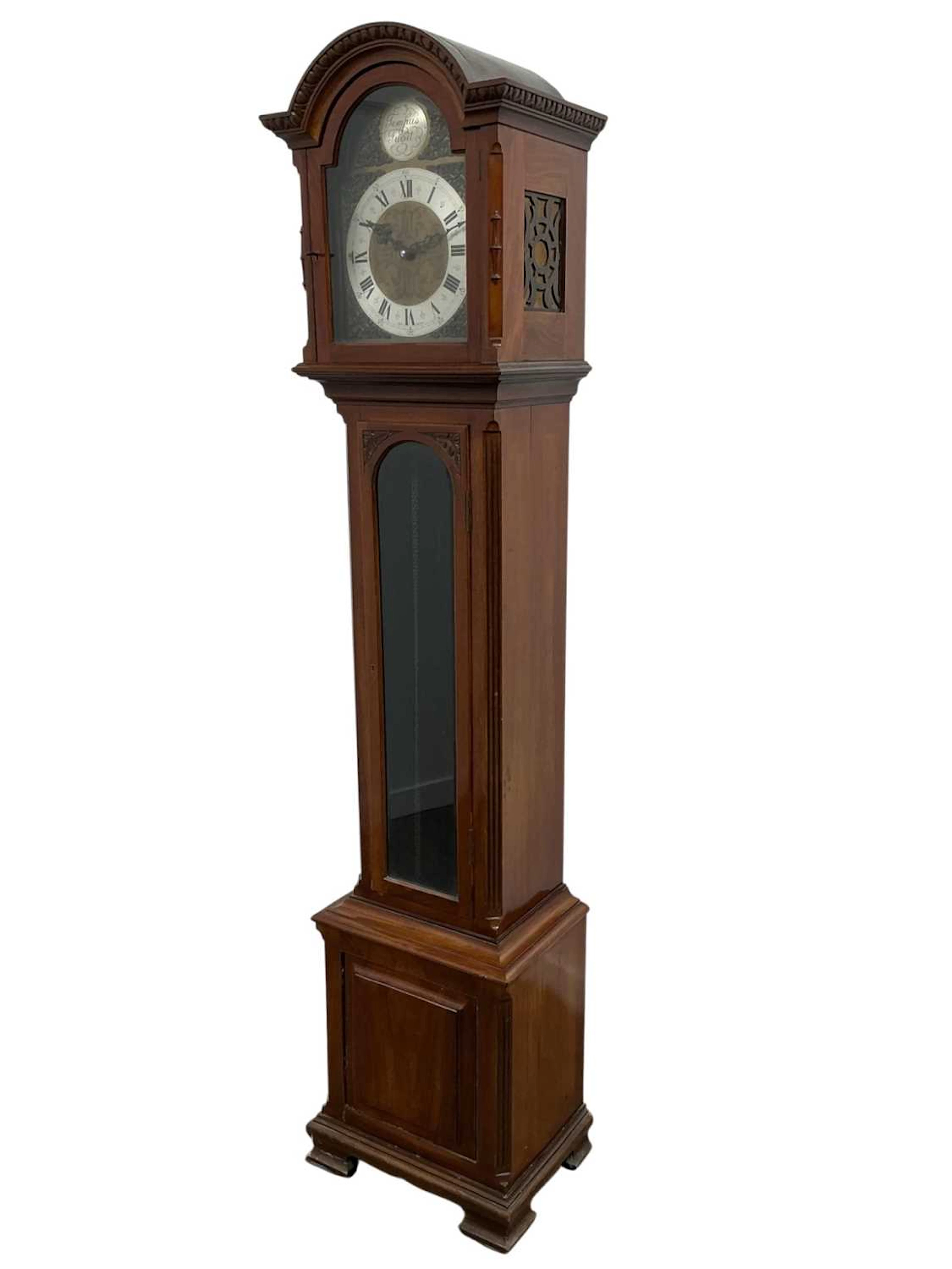 REPRODUCTION MAHOGANY CASED LONGCASE CLOCK MID/LATE 20TH CENTURY